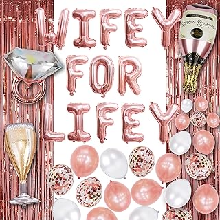 Bachelorette Party Decorations Favors Bridal Shower Decorations Bachelorette Balloons Decor Bride Balloons Rose Gold Bachelorette Party Supplies Will You Marry Me Banner Wifey for Lifey Balloons