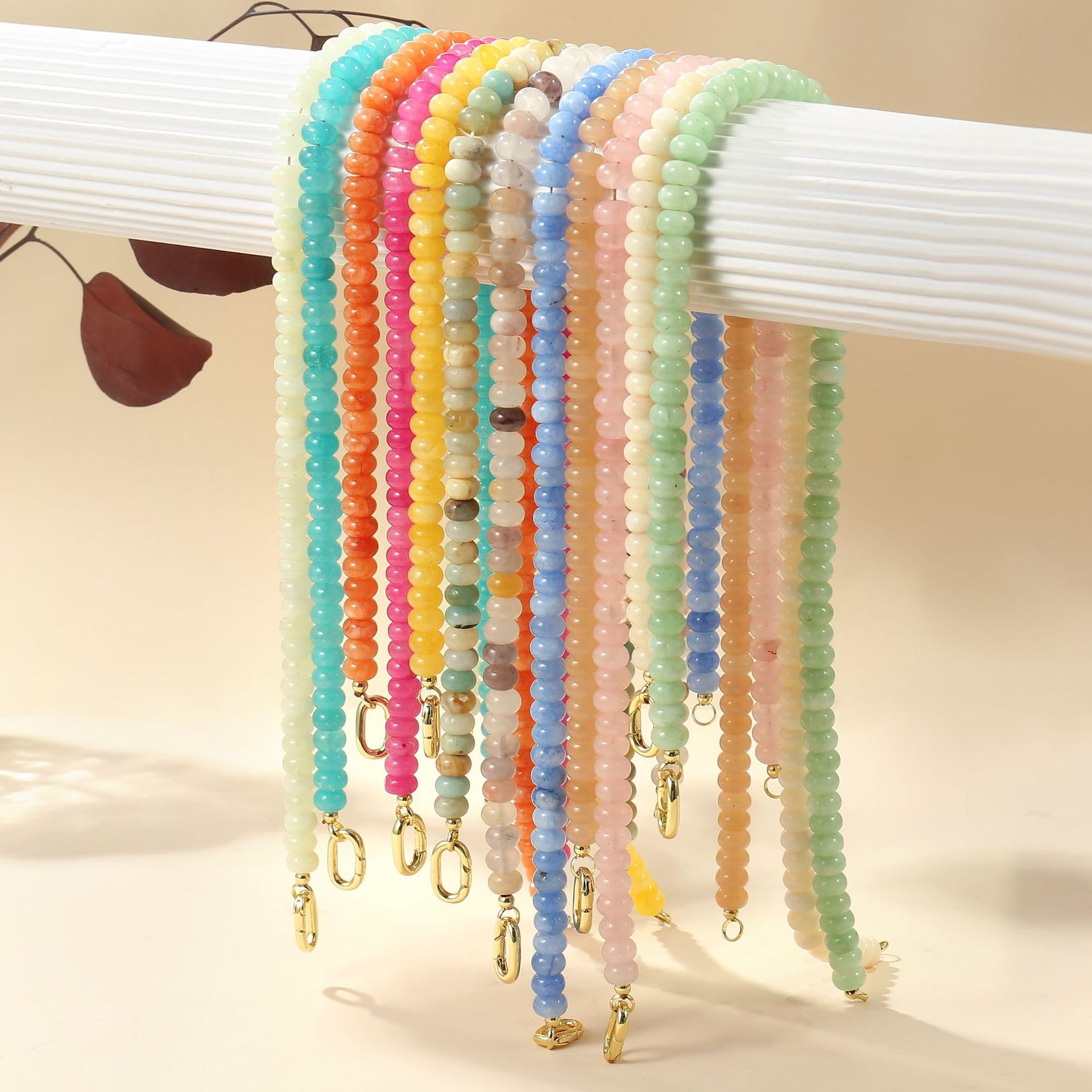 Collana con perline da donna, stile boho, pietra preziosa naturale, girocollo fatto a mano, gioiello estivo minimalista regalo