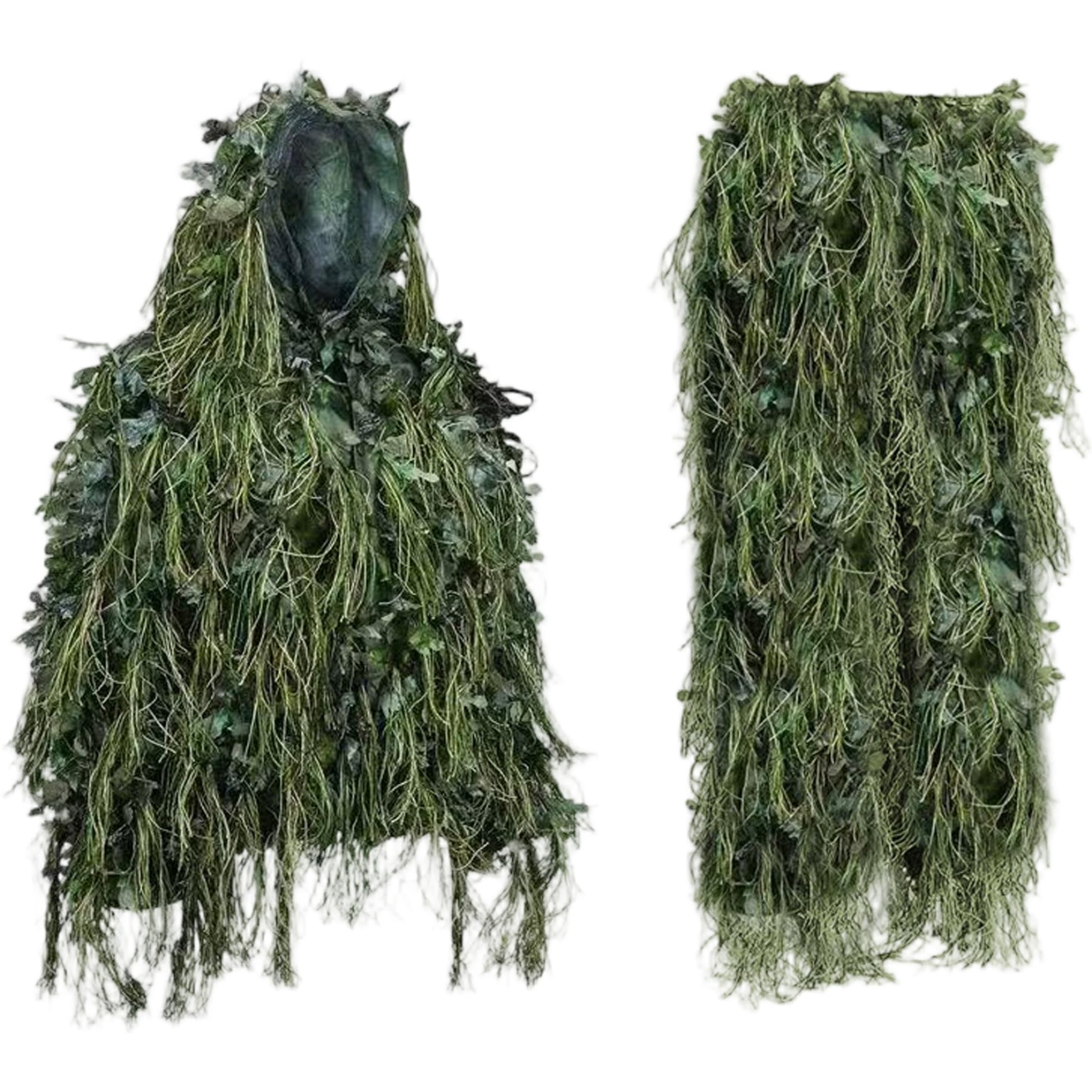 Costume Ghillie, Costume Ghillie à Feuilles 3D pour Hommes, Ensemble Veste et Pantalon de Camouflage léger et Respirant pour la Photographie de Chasse en Plein air