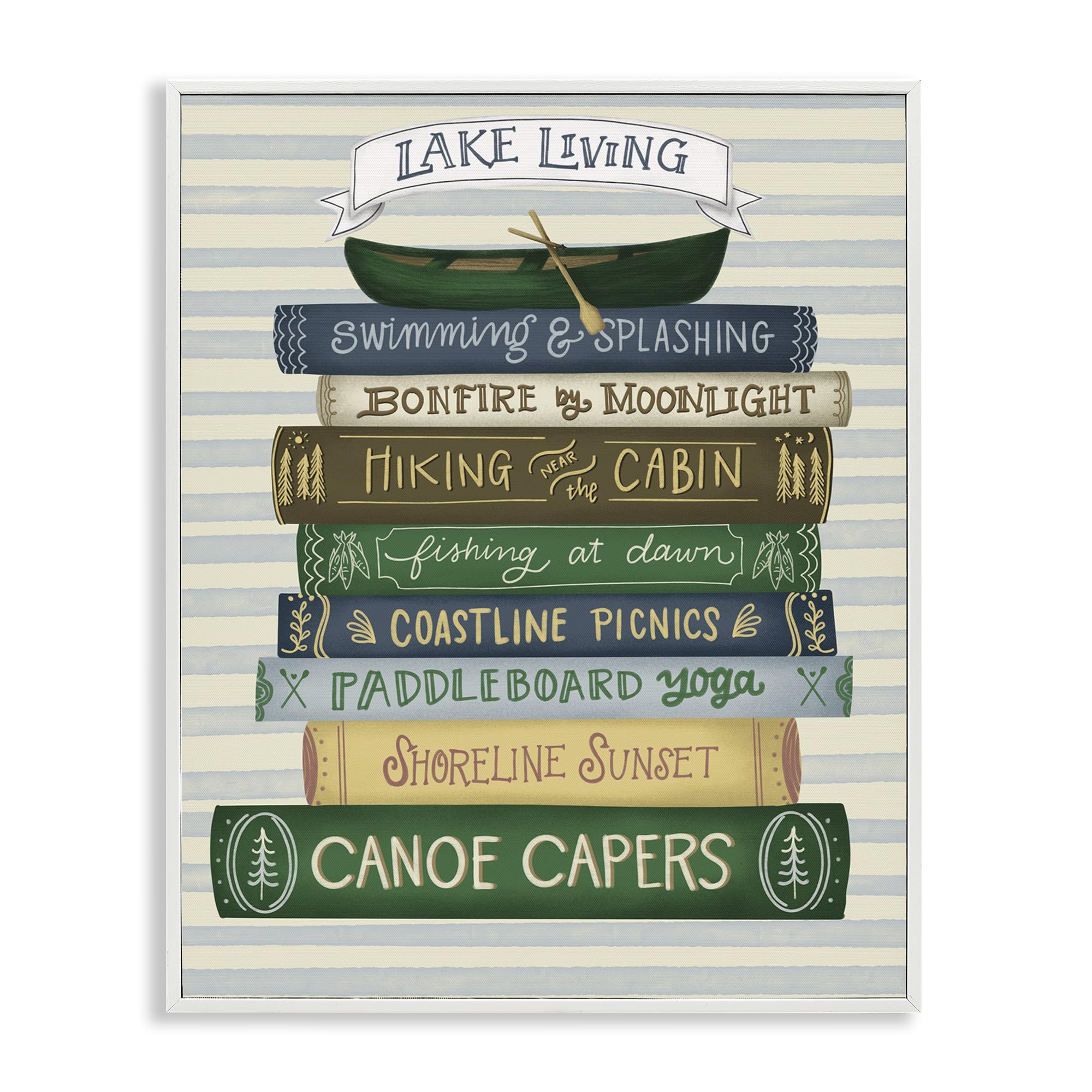 Stupell Industries 'Lake Living Books', Framed Giclee Art, White, 11 x 14 Inches, Easy to Hang and Sturdy, Made in USA, by Giao Williams