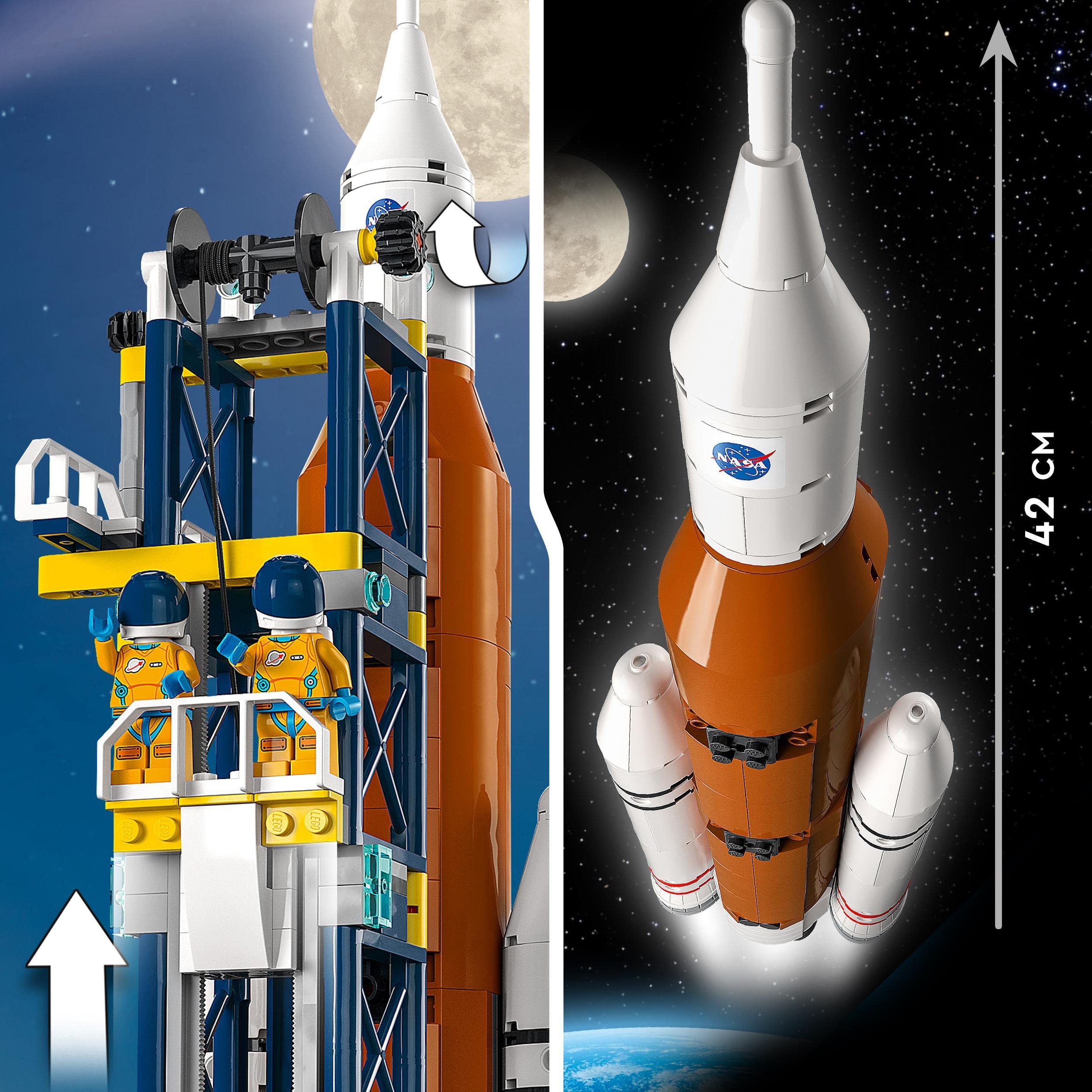 LEGO 60351 Start Rakiety z Kosmodromu, Kosmiczna Zabawka dla Dzieci, Zestaw Inspirowany NASA z Łazikiem, Obserwatorium i 7 Minifigurkami Astronautów