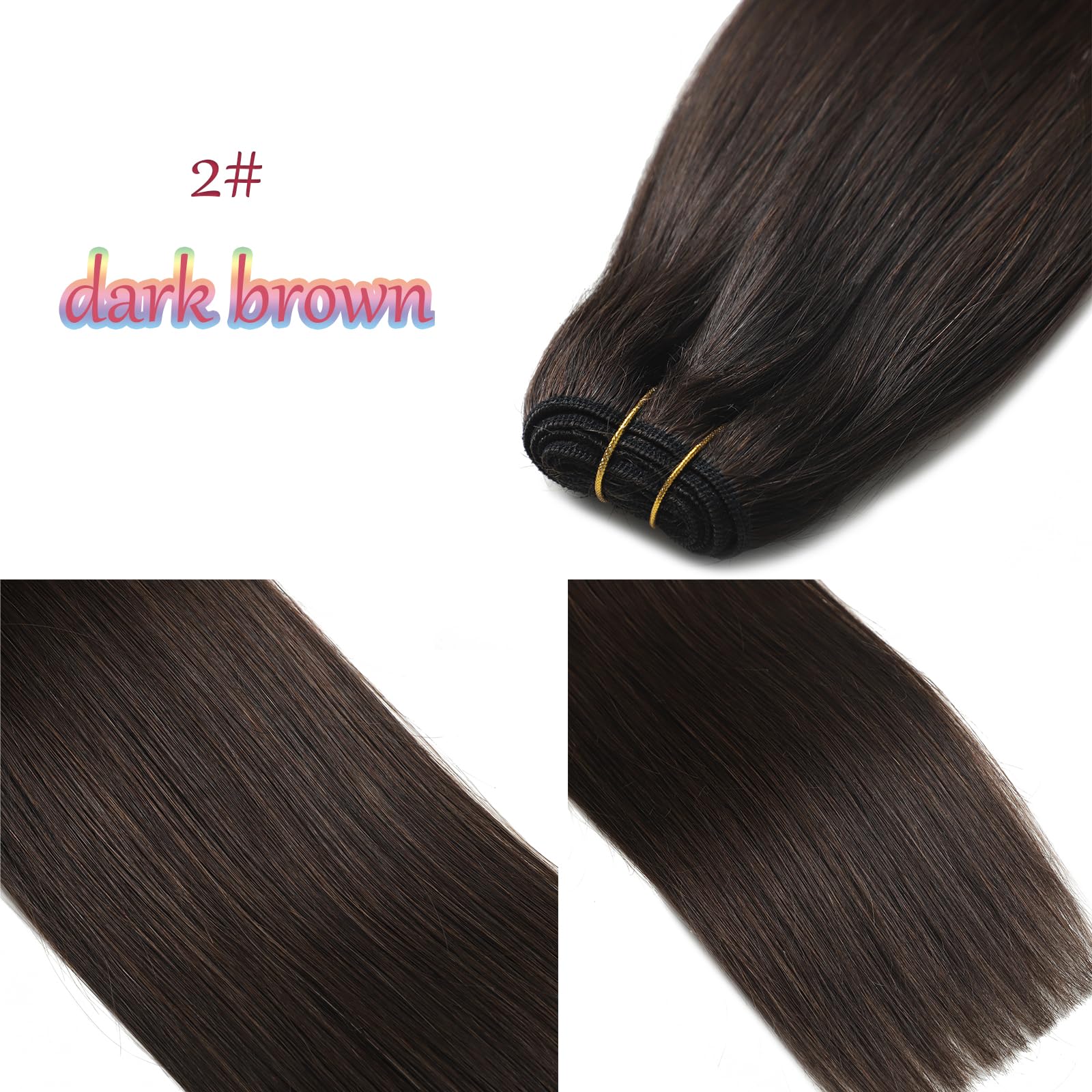 9A Tressen Extensions Echthaar 28inch/70cm Dunkelbraunes 2#, 100% Menschliches Haarverlängerungen Weaving Bundles 100g/pc