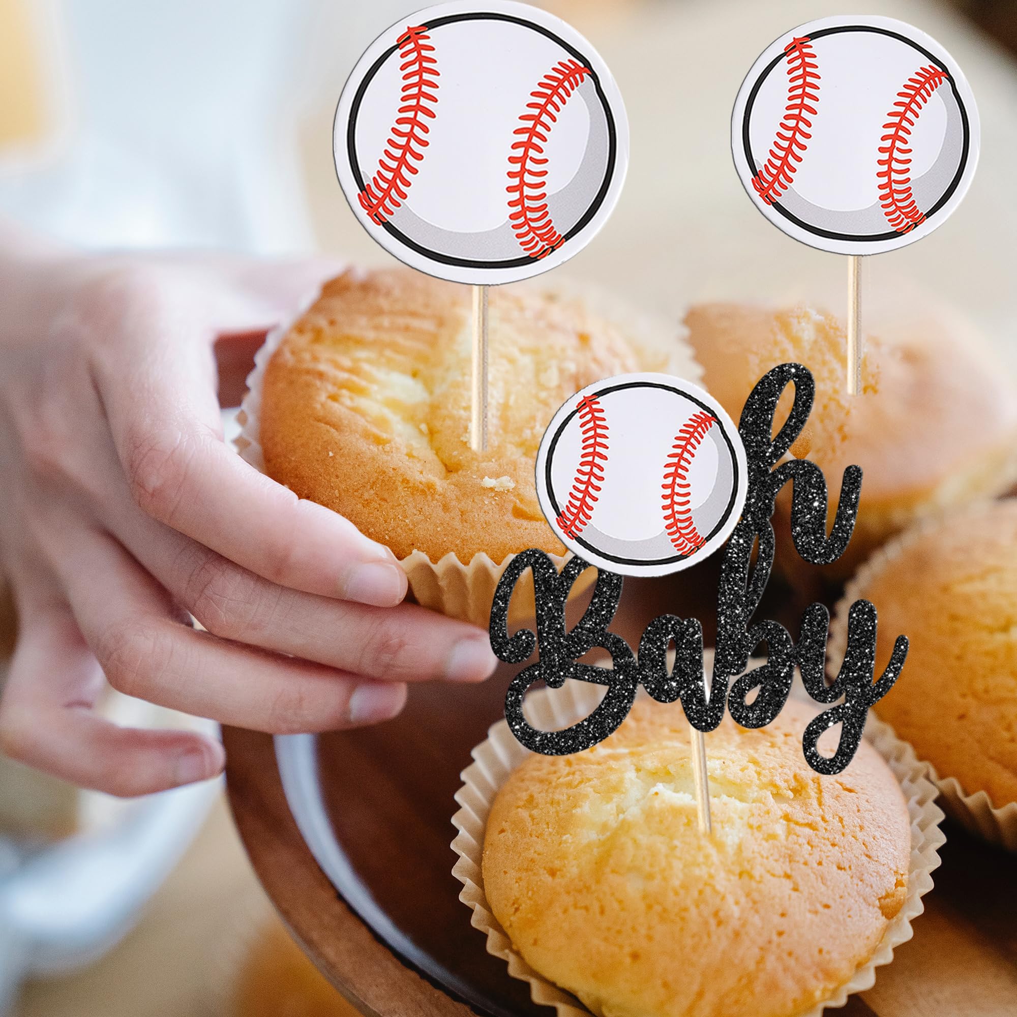 24 Stück Fußball 'Oh Baby' Cupcake Topper – Gender Reveal & Babyshower Deko Für Sport-Themen-Partys