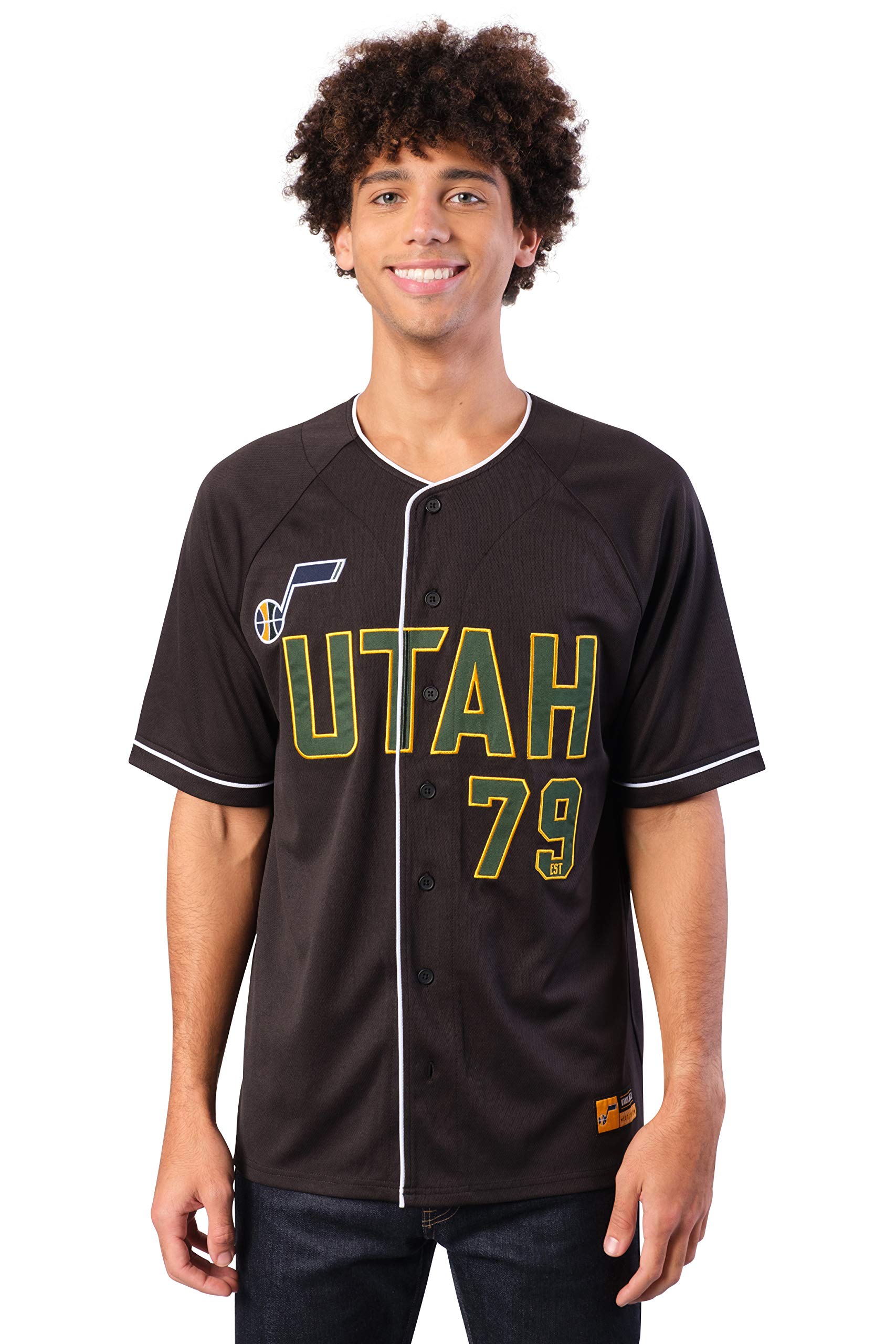 Ultra Game NBA - Maglietta da Baseball da Uomo in Maglia con Bottoni