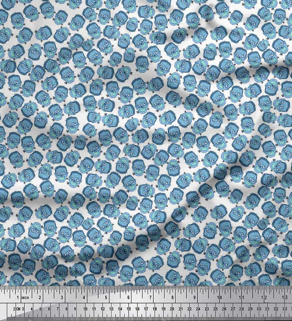 Soimoi Cotton Voile Fabric Witch Face Halloween Printed Fabric 1 metre 56 Inch Wide