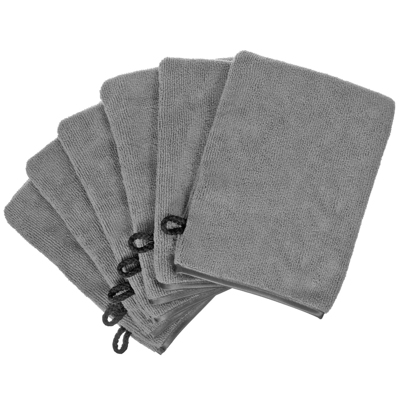 PHOGARY 6 Pack Microfiber Face Cloths, 6"x8" Fast Drying Bath Mitts Gray Washcloth, Super Absorbent Soft Lightweight Towel Body Facial Cloths Small
