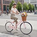 Goplus Beach Cruiser Bike for Women, 24/26 Inch Commuter Bicycle w/Basket, Rear Rack, Bell, Low Step Through Frame, Adjustable Seat, City Bike for Teens, Adults, Ladies