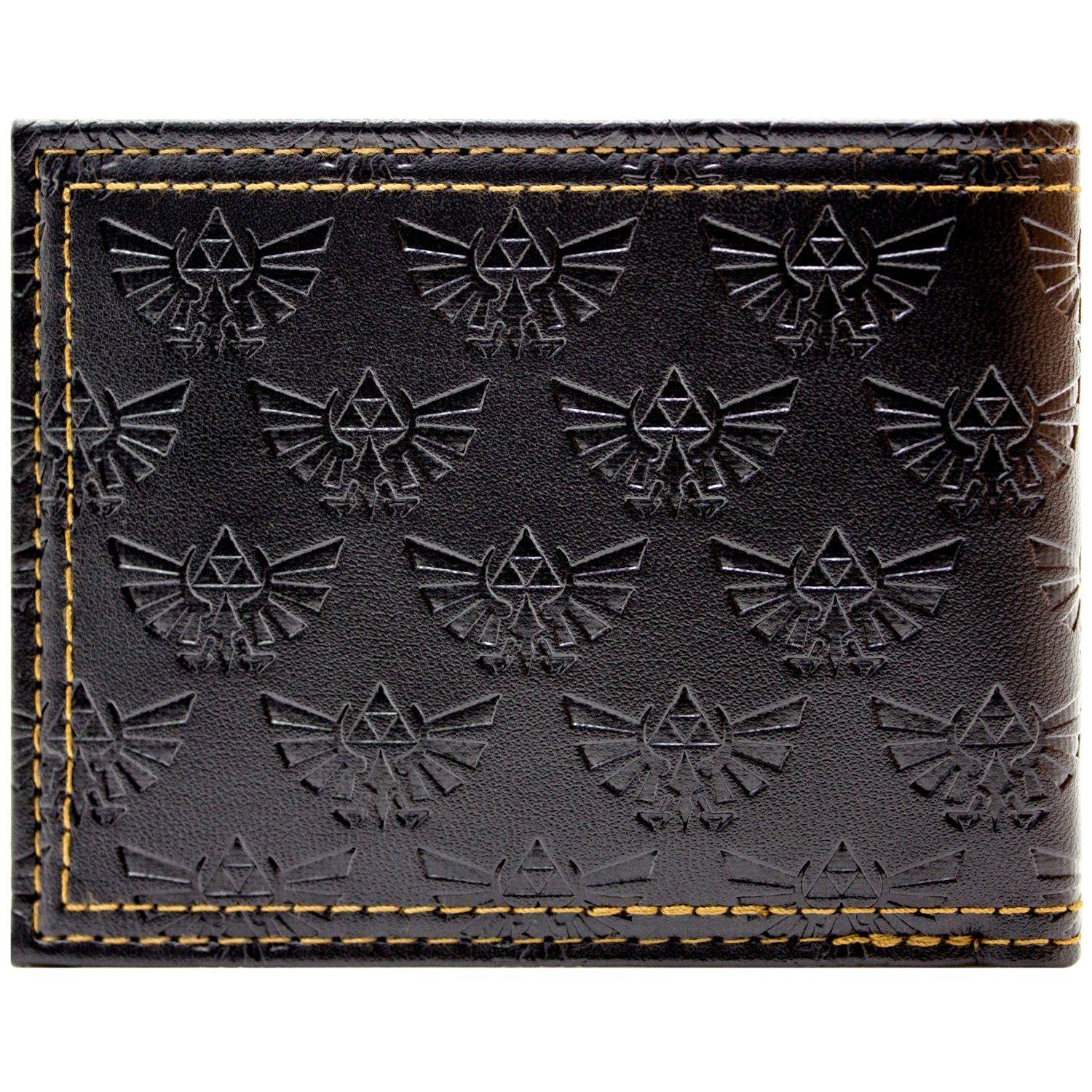 Link's Awakening Legend of Zelda Cartera/Billetera Artefacto Trifuerza Dorado en Relieve Bi-Fold Bolsillo para Monedas & Tarjetero, Negro