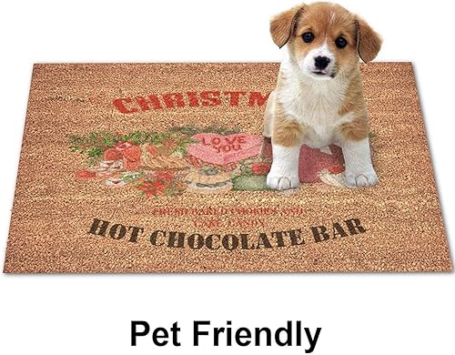 Miniatura 6 de Tapete pequeño para puerta de entrada frontal para interiores y exteriores, con respaldo de vinilo, para Navidad, invierno, barra de cacao caliente,