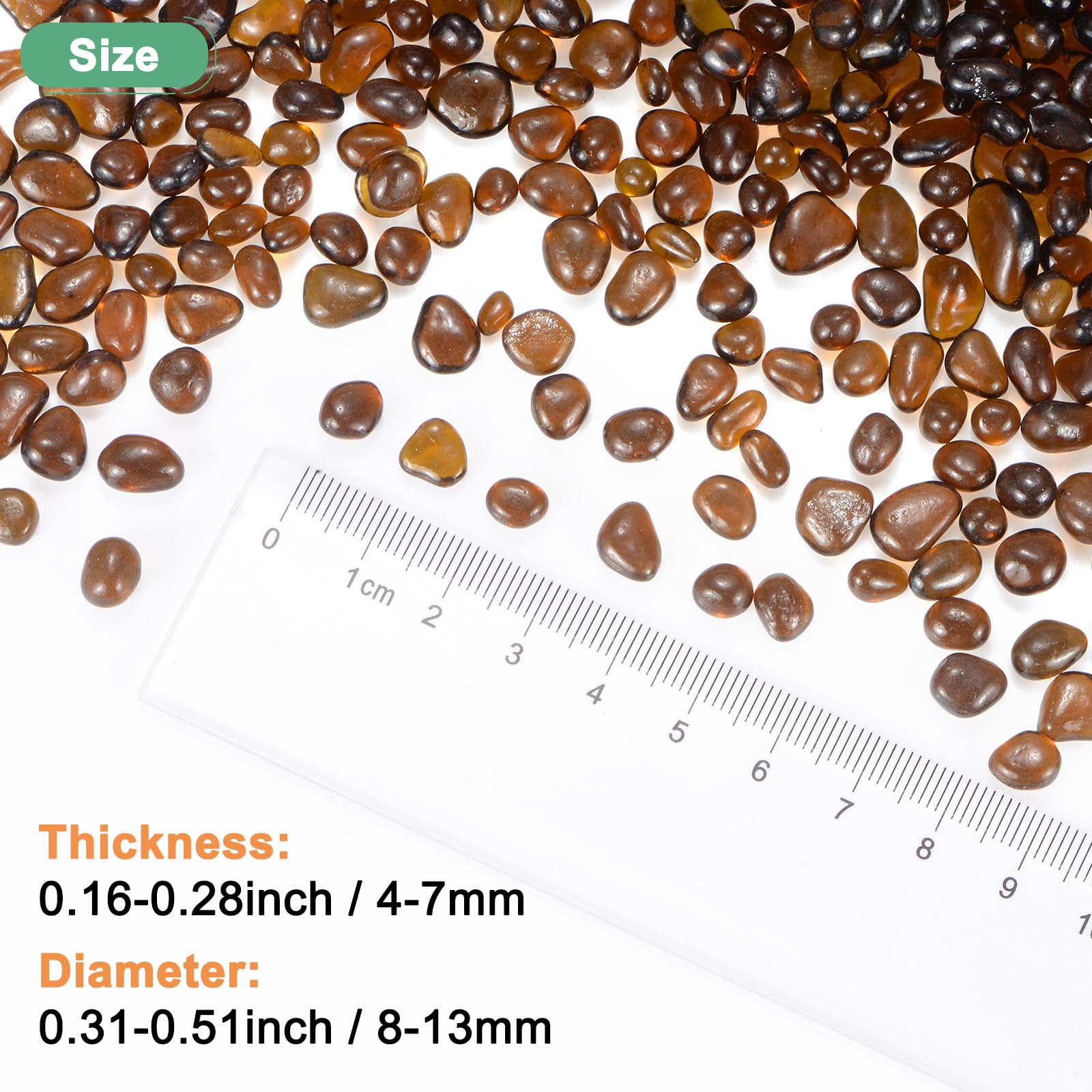 M METERXITY High Luster Round Fire Glass Beads, Glass Gems, Glass Pebbles - Image 3