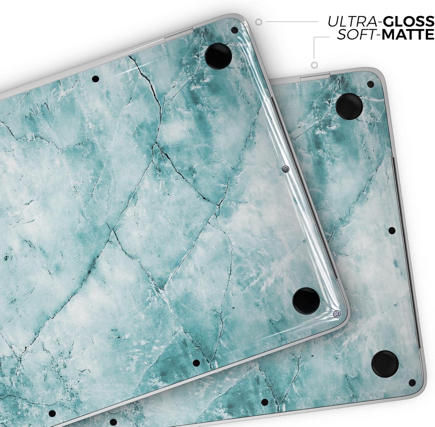 DesignSkinz - Cracked Turquise Marble Surface - Full-Body Wrap Protective Decal Skin Kit Compatible with MacBook 13" Pro M1 (A2338)