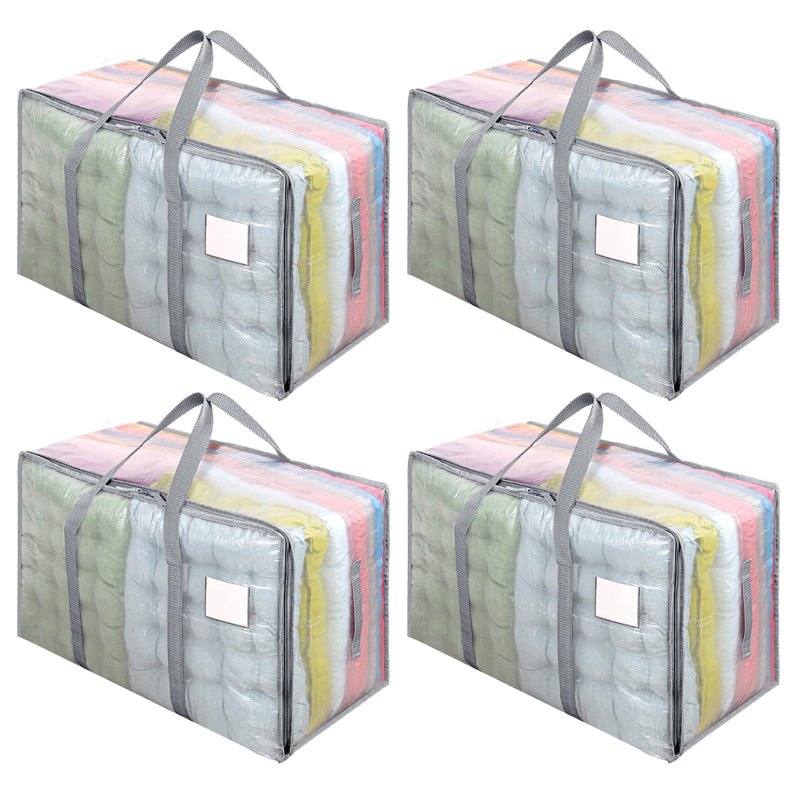 Dntorx 4 Stück 105L Große Aufbewahrungstasche mit Deckel, Faltbare Umzugskartons Groß mit Reißverschluss Griffe Weihnachtslager für Weihnachtsbaum Tasche Umzug Bettwäsche Kleidung Aufbewahrung
