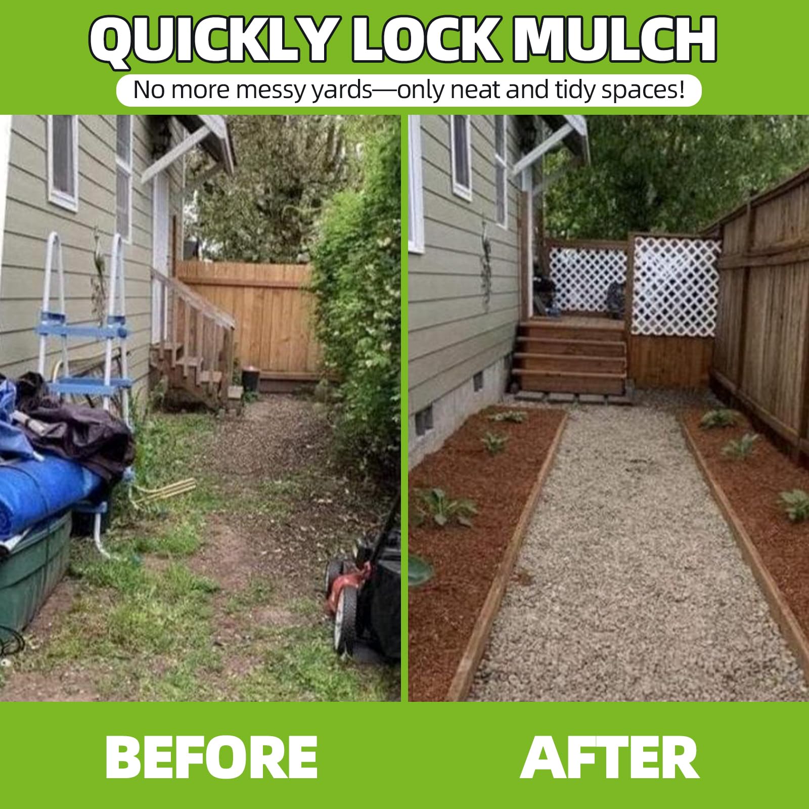 Shabebe Mulch Glue for Landscaping, 1.3 Gallon High-Concentration Rock Glue, Gravel Binder with Ultra-Stick Grip, Covers 3X More Area for Pea Gravel, Mulch & Pebbles, Long-Lasting & Non-Toxic - 4