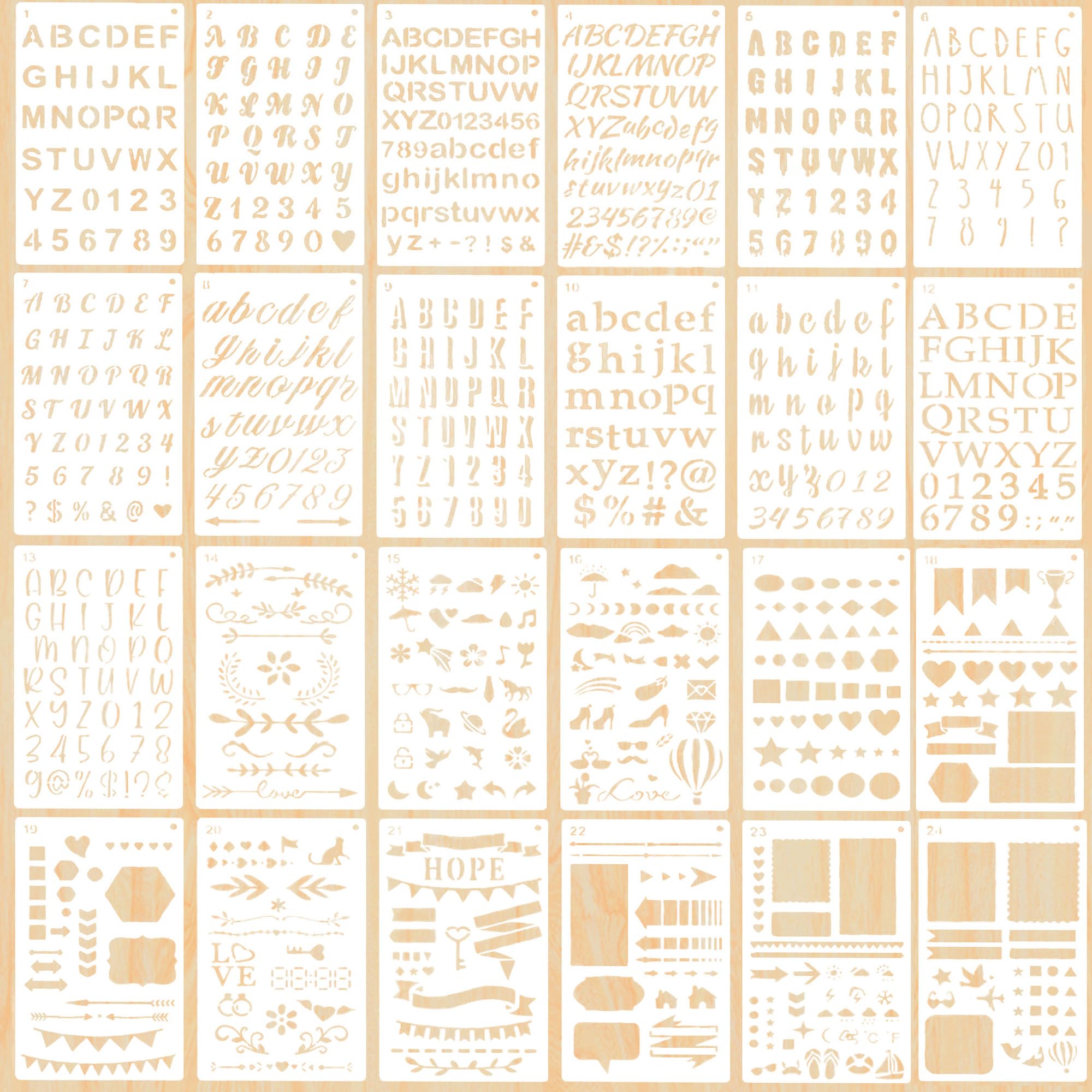 24Pcs Letter Stencils Set, Stencils for Crafts Reusable