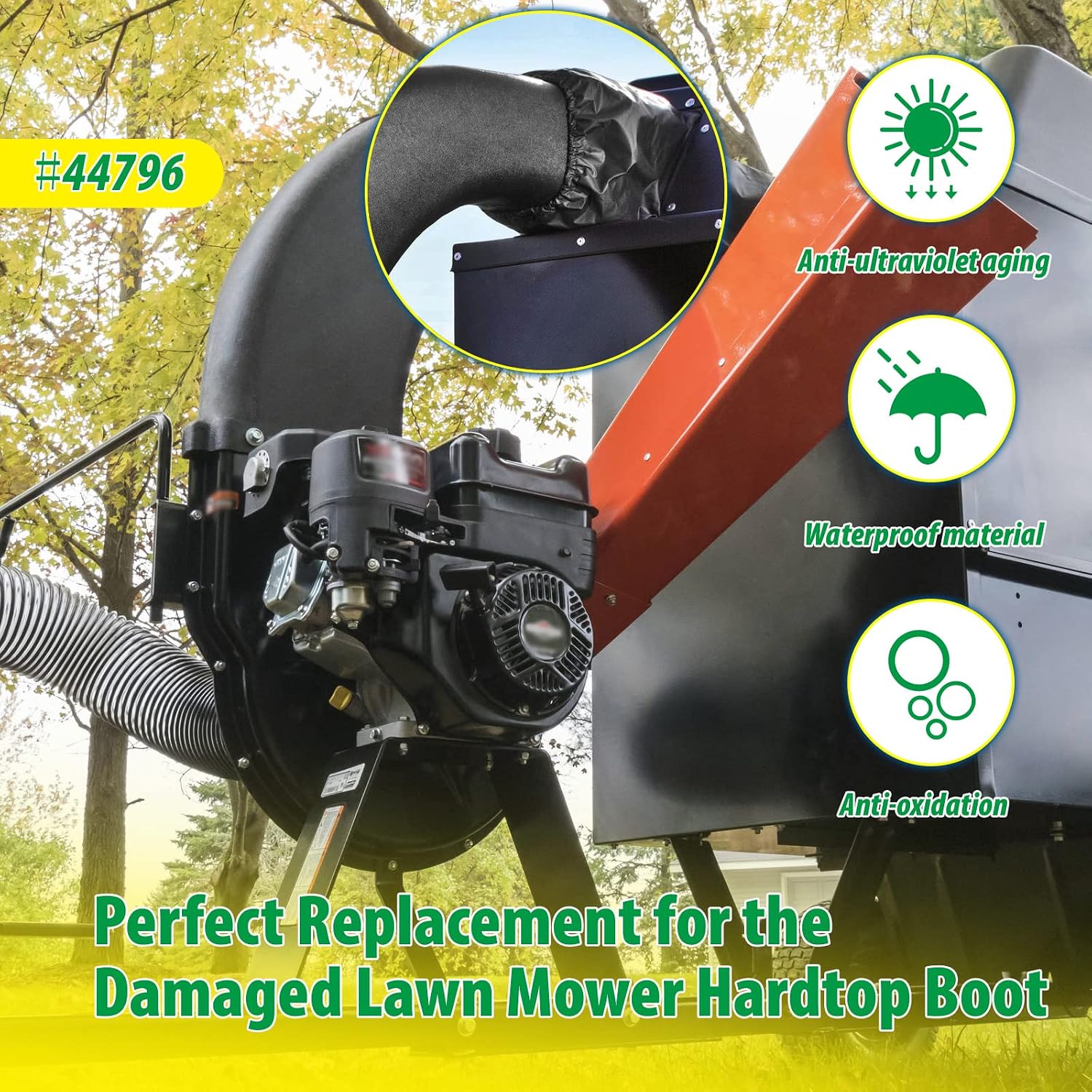 44796 Lawn Mower Hard Top Boot, Lawn Vac Part for Agri Fab, Replacement Parts for Agri Fab, 1 Pack, Black
