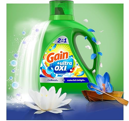 Miniatura 4 de Gain Ultra Oxi - Detergente líquido para ropa, 107 cargas, 154 onzas líquidas, aroma Waterfall Delight, 2 en 1, compatible con HE (paquete de 2)