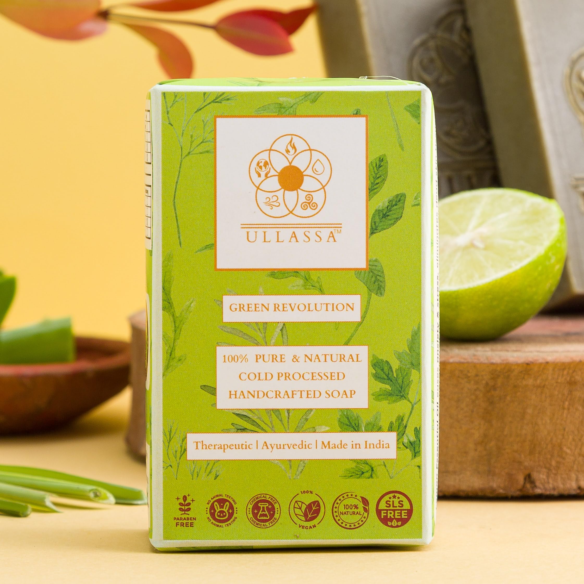 Aromatherapy Acne Soap | Pimples & Dark Spots | Neem Lemon Lemongrass & Eucalyptus | Ayurvedic Herbal Bath Bar For Clear Brighter Skin | Face & Body | For Oily Skin (Pack of 1)