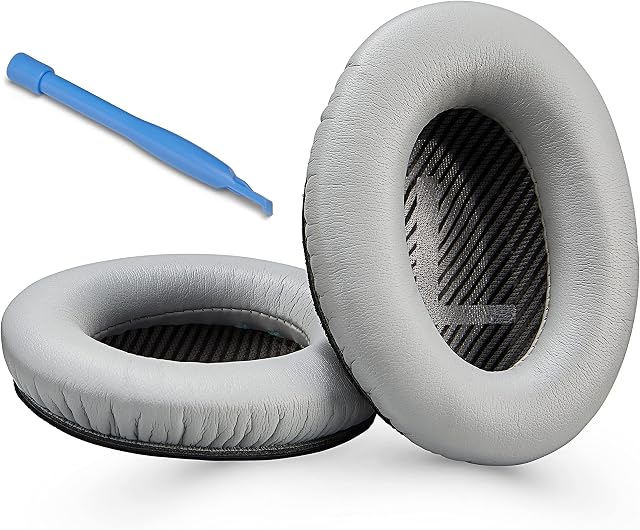 Premium replacement QC35 earpads / QC35 ii earpads cushions compatible with Bose QuietComfort 35 (QC35) / Bose QuietComfort 35 ii (QC35 ii) headphones (Grey). Great cushion comfort and durability