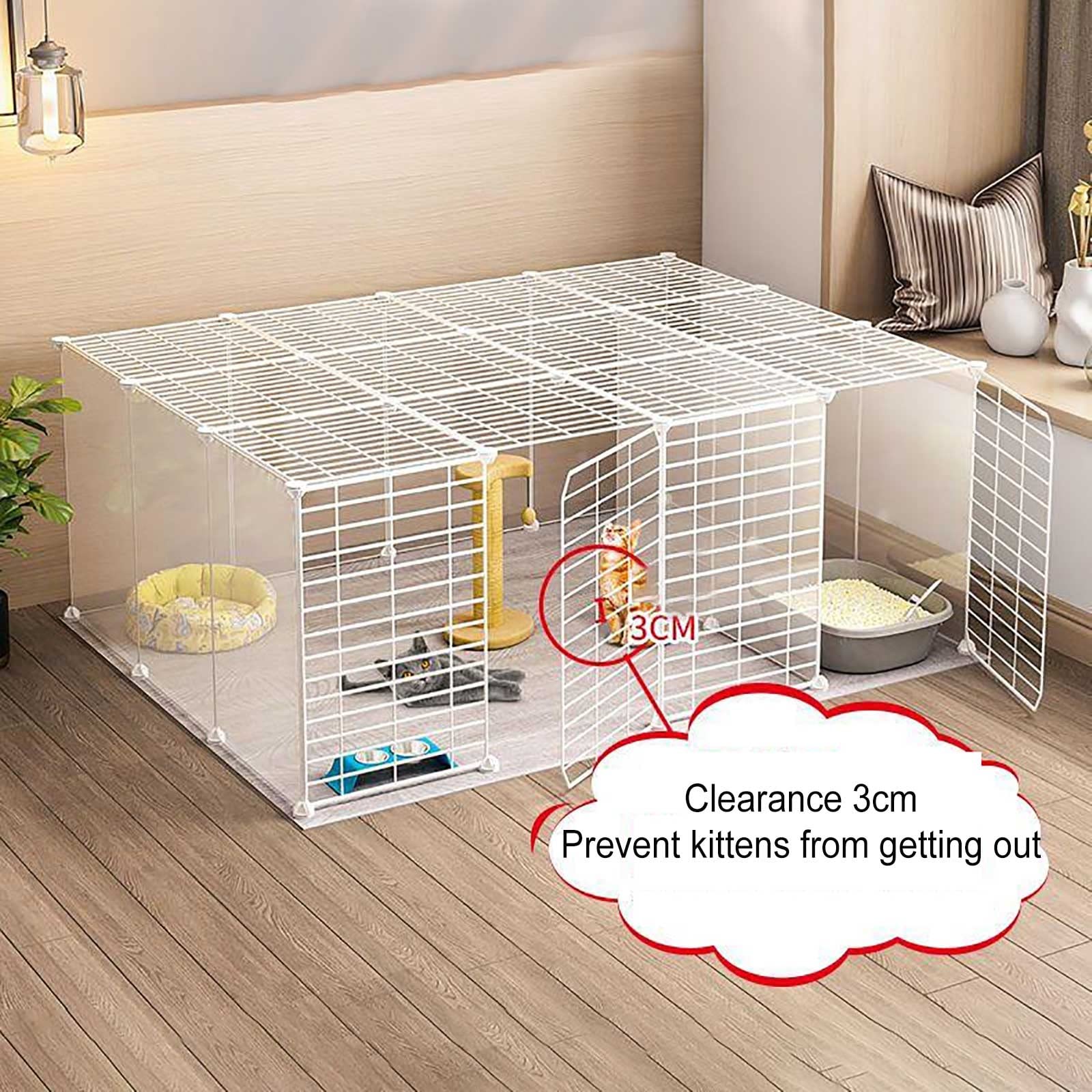 Katzenkäfig - Katzengehege, Katzenauslauf, Frettchenkäfig für drinnen, Hundekäfige für kleine Hunde, Katzenzwinger für drinnen, abnehmbare Metall-Katzenkäfige, leicht zu reinigen - großer Au