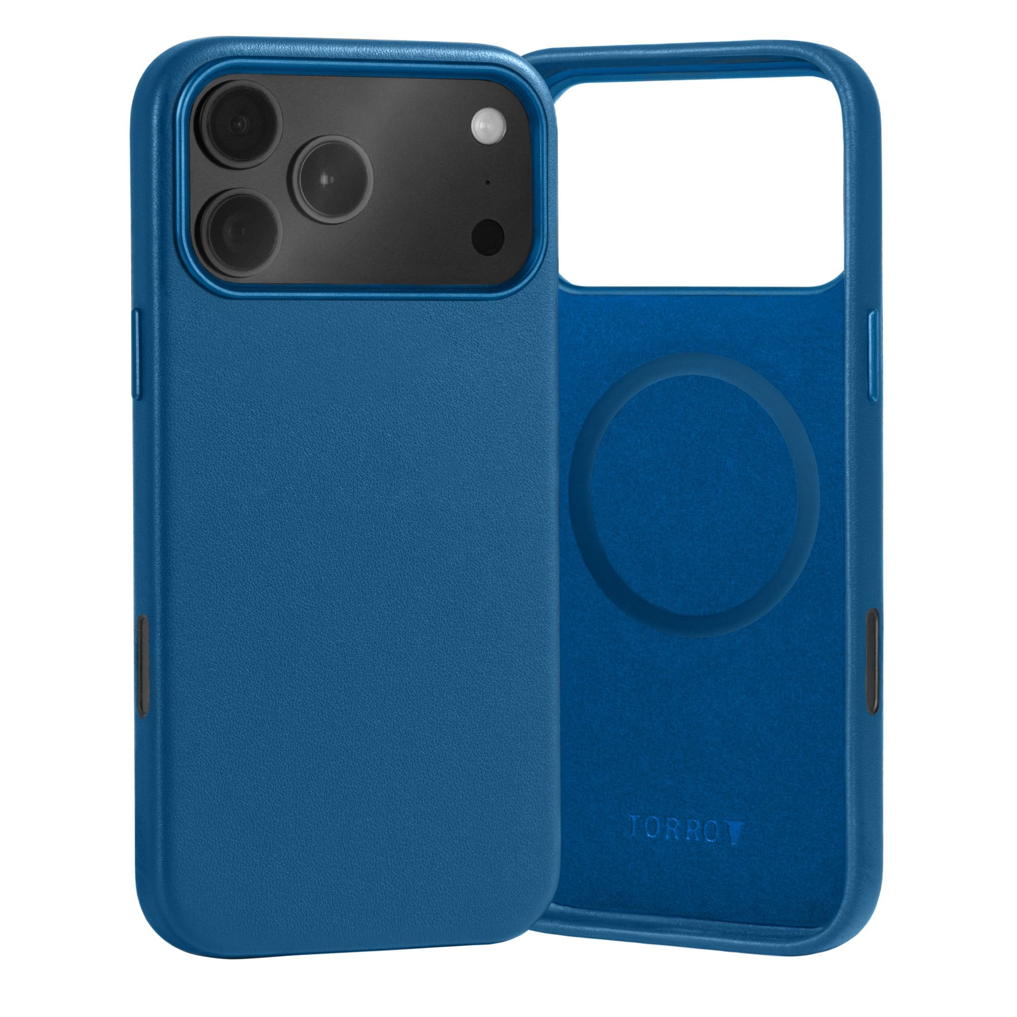 TORRO Funda Compatible con iPhone 17 Pro 6.3" 2025 - Funda Bumper Fina de Cuero Premium, Compatible con MagSafe (Azul)