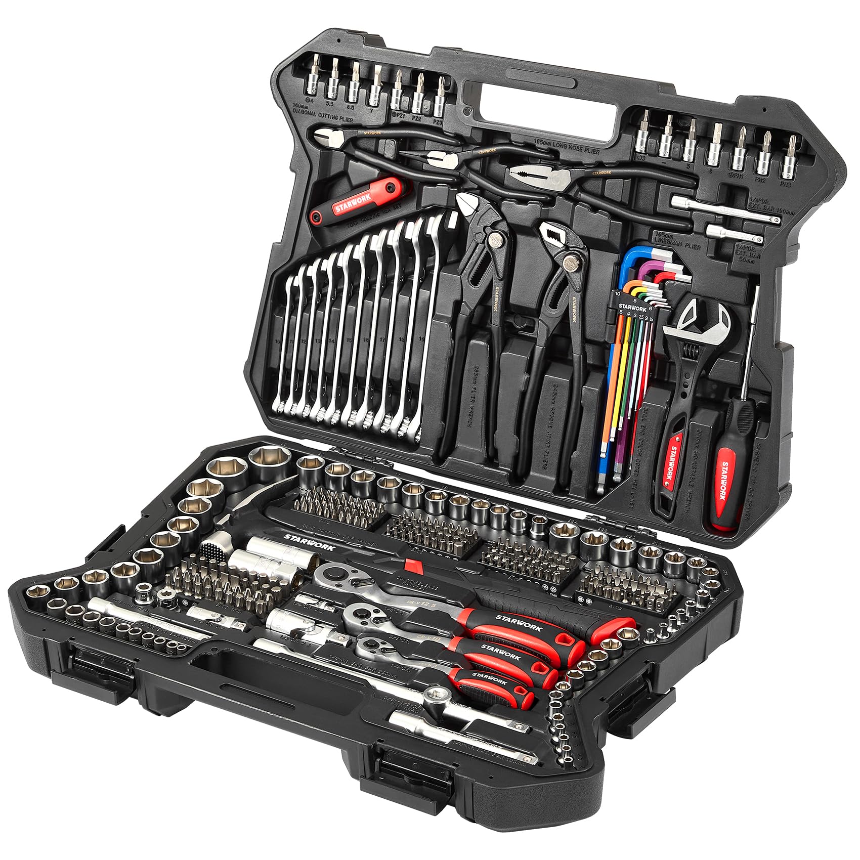 STARWORK TRUE MECHANIC™ 324-Piece Mechanics Tool Set and Socket Set with 22oz Dragon One-Piece Rip Hammer w/Grip, Professional