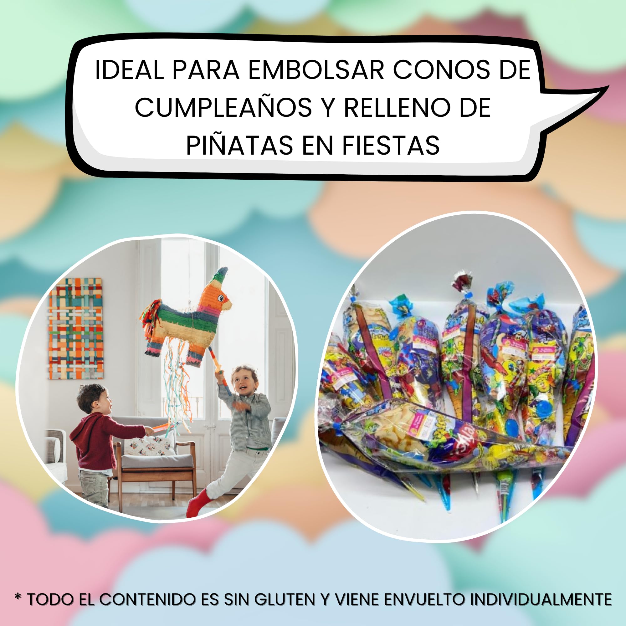 Nevalu - Super Pack 300 Chuches + Caja Regalo, Golosinas y Caramelos SIN GLUTEN para Relleno de Piñatas y Conos.
