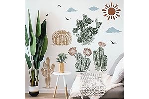 Mfault Boho Cactus Botanical Wall Decals Stickers