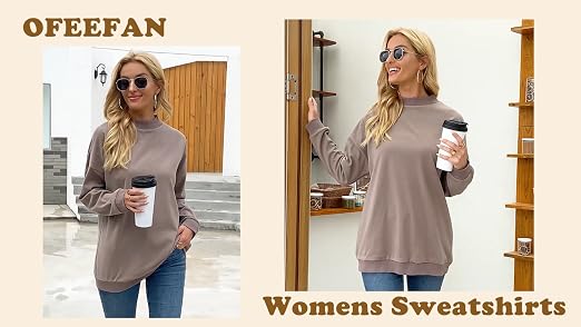 OFEEFAN Women's Tunic Top To Wear With Leggings - Casual Sweatshirt Caramel Color Plus Size 2XL