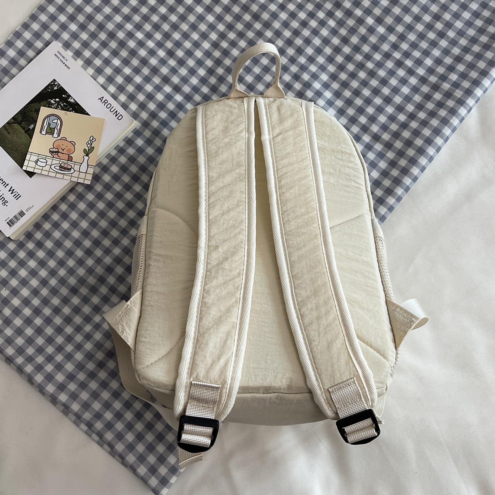 Zaino Sportivo All'aperto Ultraleggero Piccola Borsa da Alpinismo per Il Campeggio degli Studenti Uso Quotidiano-Beige
