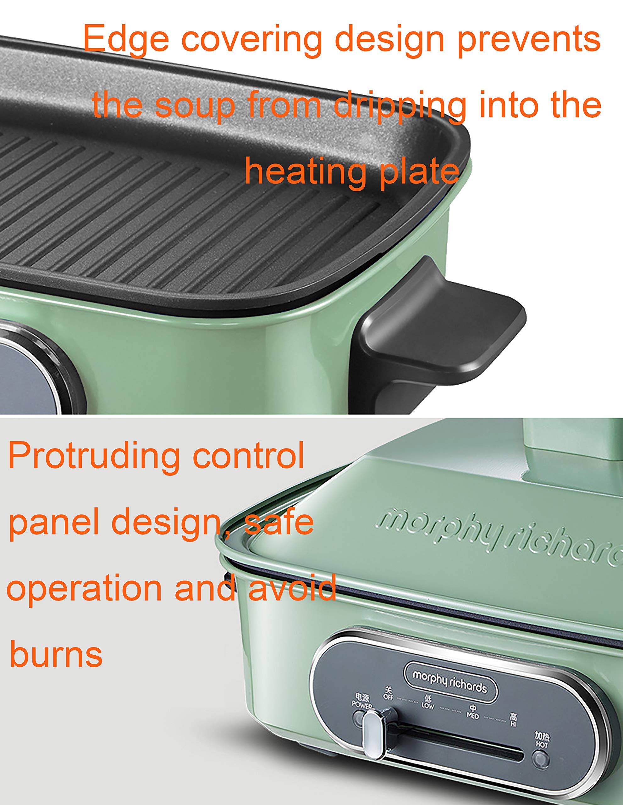 Nueva máquina de comida ligera de desayuno olla de cocina multifunción hogar pequeño todo en uno sartén eléctrica, cocinar, freír, asar, olla caliente eléctrica (blanco)