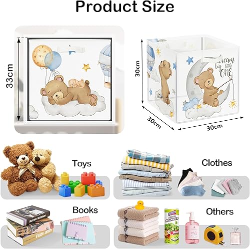 Miniatura 2 de Juego de 3 cubos organizadores de almacenamiento de animales durmientes de 11.8 pulgadas, cesta de almacenamiento de ropa para armario, estante de