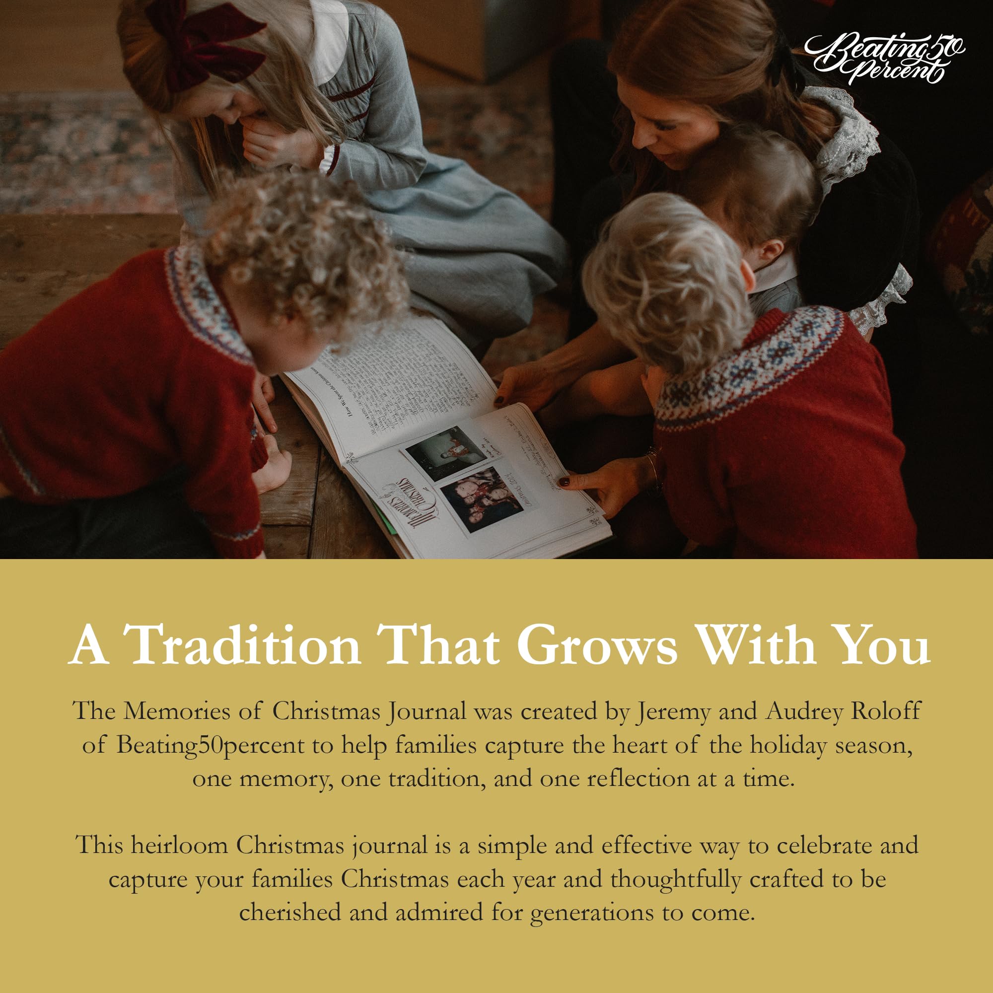 Beating50percent Familien-Weihnachtstagebuch – 25 Jahre Erinnerungen an Weihnachten Erinnerungsbuch zum Festhalten von Feiertagstraditionen, Geschenken, Rezepten und Fotos – Familienerbstück-Andenken
