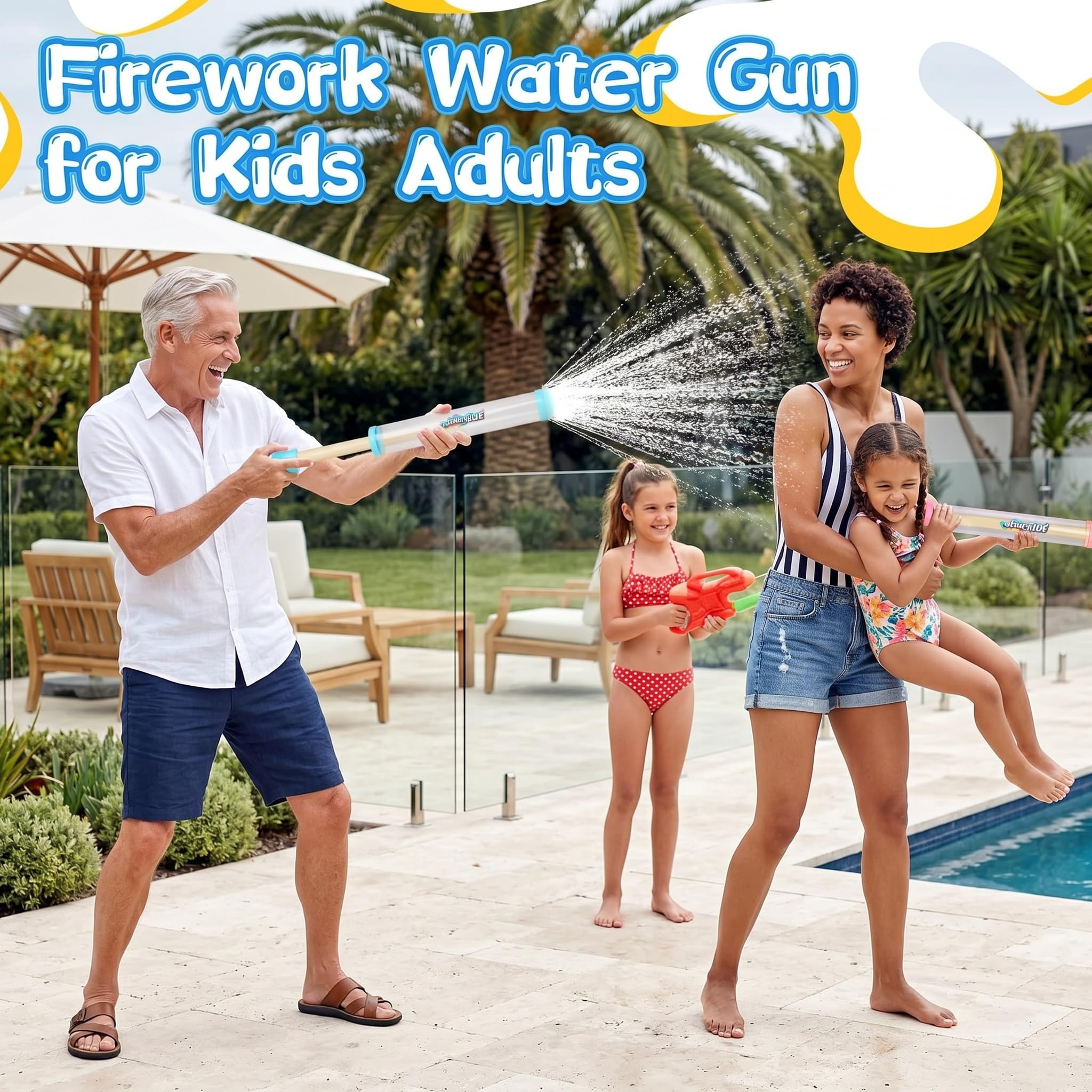 4 Stück Feuerwerk Wasserpistole, Wasserspielzeug Kinder Outdoor, Wasserspritze Kinder, Firework Wasserspritze für Pool, Strand, Sommer Party Outdoor