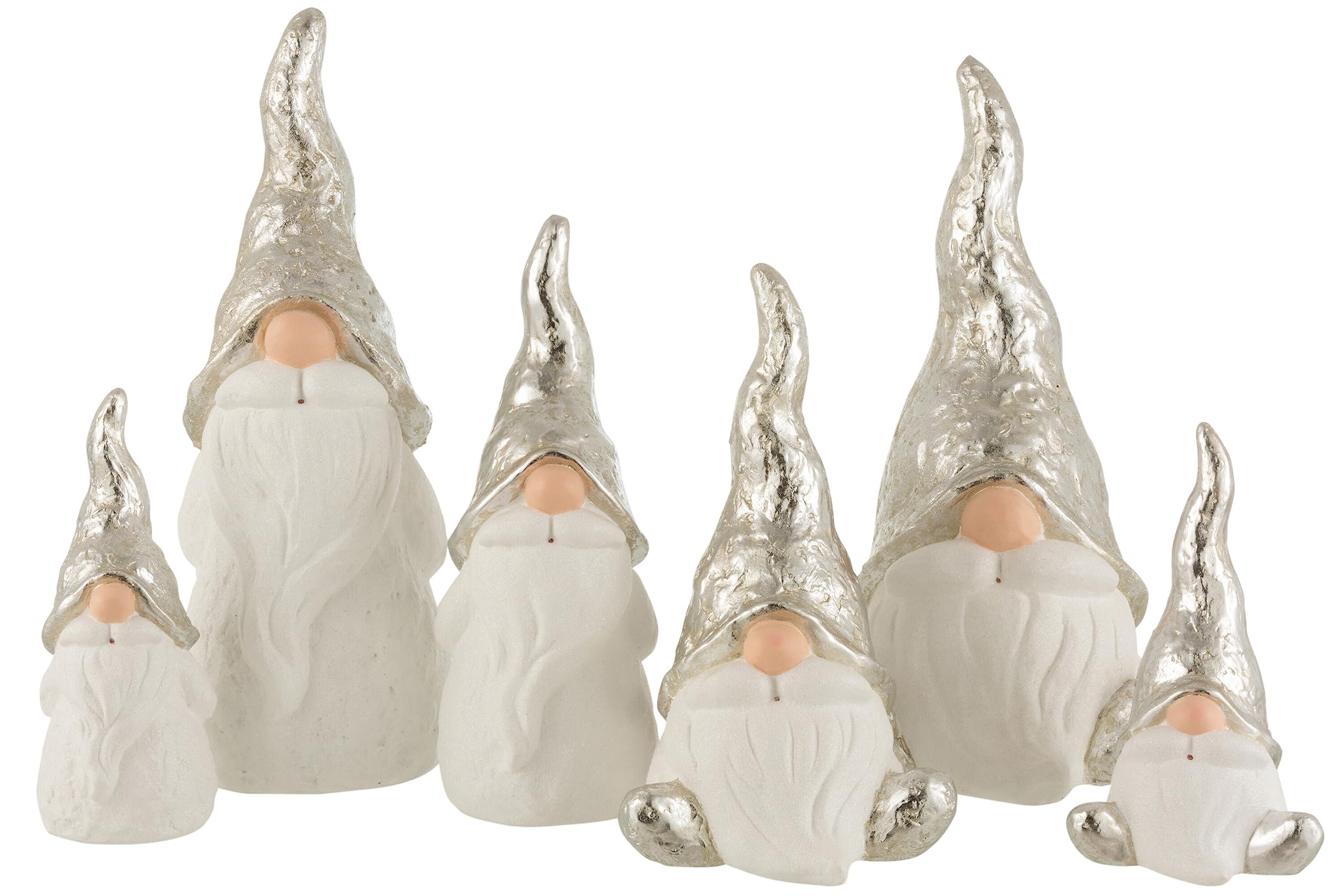 J-Line Figurine Père Noël - céramique - Blanc/Argent - Large - 2 pcs