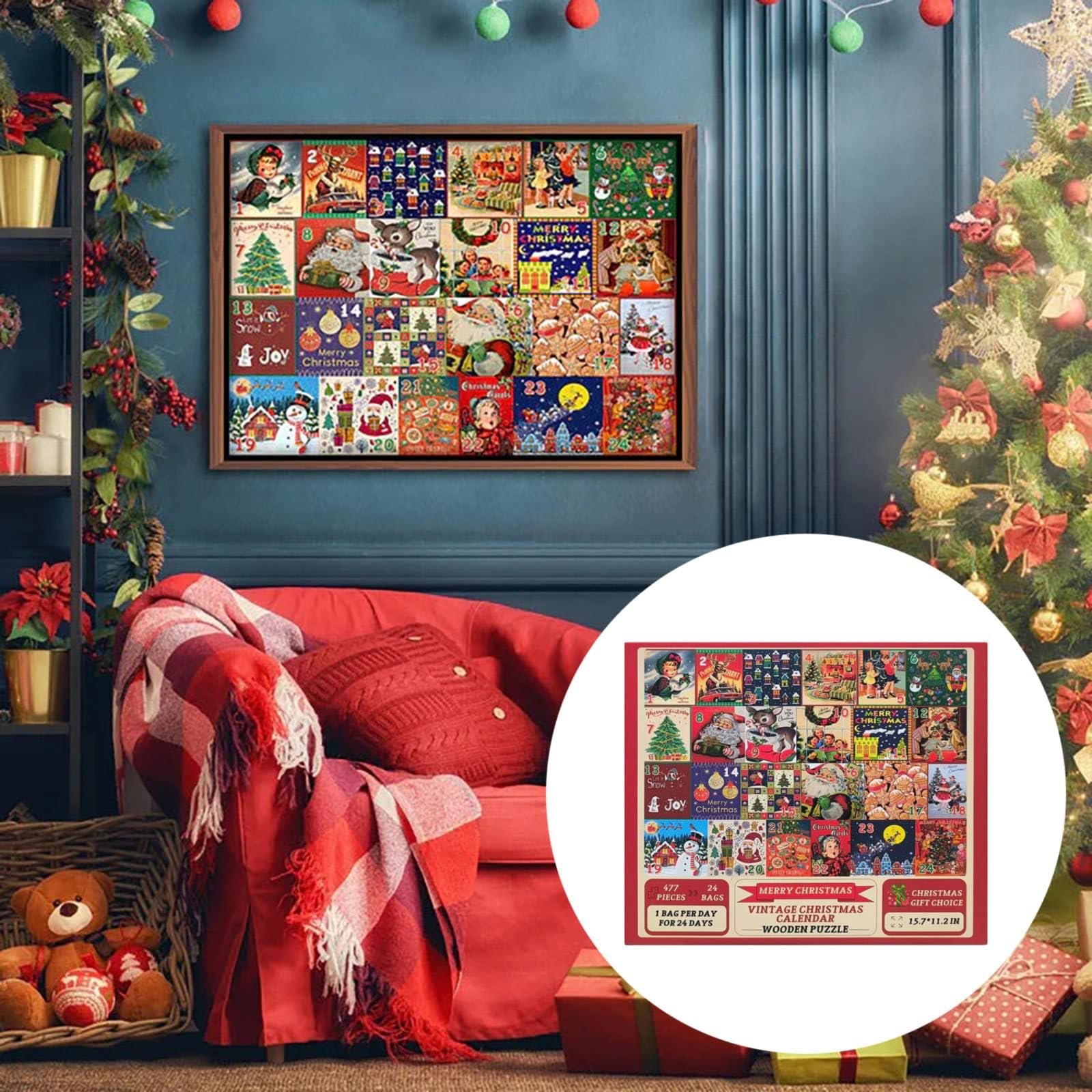 Puzzle del calendario della Avvento di Natale da 1000 pezzi - Calendario del conto alla rovescia di Natale di 24 giorni 2024 Puzzle, giocattoli natalizi per la famiglia, regali per bambini e