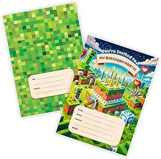 Huxters 14 pcs Video Gaming Birthday Kids' Party Invitations for Boys Game Theme Party-Invites Childrens Parties Supplies ...