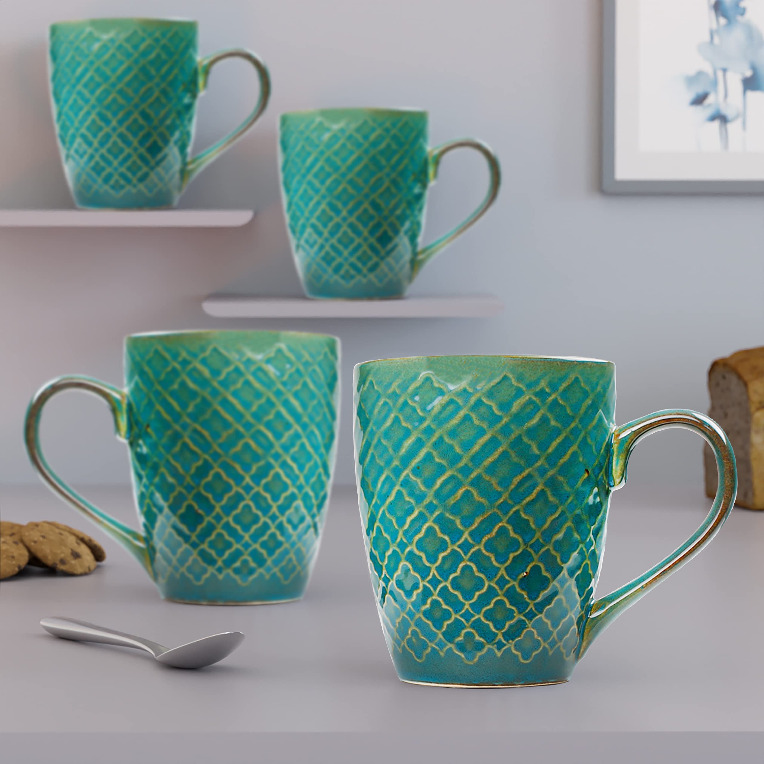The Earth Store Absinthe Green Coffee Mug Set of 4 Ceramic Tea Mugs, Milk Mugs,Microwave Safe Ceramic Tea Cups (B0C5X7BXMM) Amazon Price History, Amazon Price Tracker