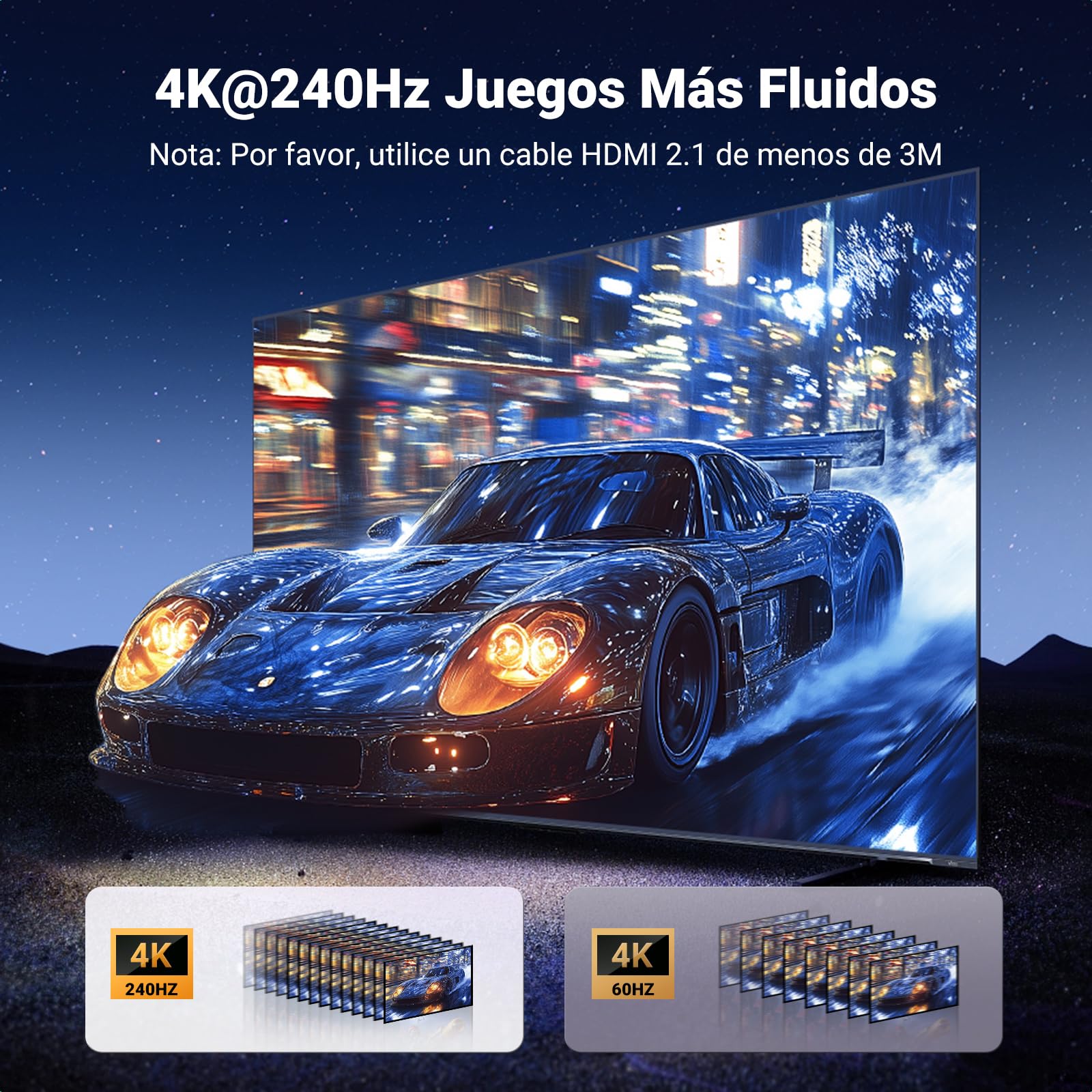 UGREEN Switch HDMI 2.1 8K 60Hz 4K 120Hz Switcher 3 Entradas a 1 Salida 1080P Dolby Vision Atmos HDR 3D Alta Velocidad 48Gbps Compatible con PC PS5 PS4 Xbox One 360 ​​DVD TV Box Proyector