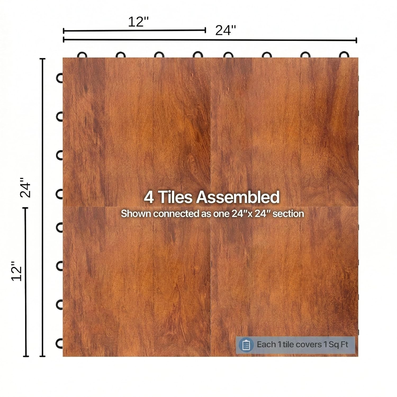 VersaStep by FlooringInc 12 x 12 Inch Interlocking Dance Floor Tiles, Portable Vinyl Dance Floor for Home Practice, 3/8 Inch Thick Snap Together Tap and Ballet Flooring, Dark Maple, 1 Tile, 1 Sq Ft