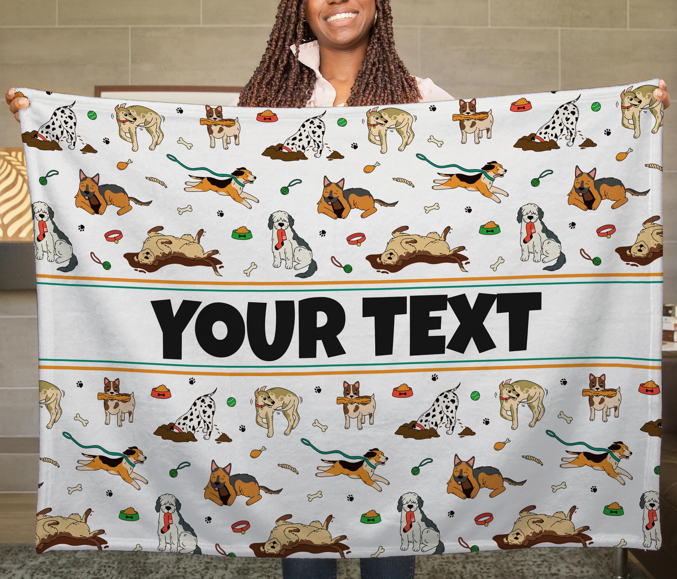 Dog Kids Throw Blanket - Custom Personalized Fleece with Name, 50x60 in