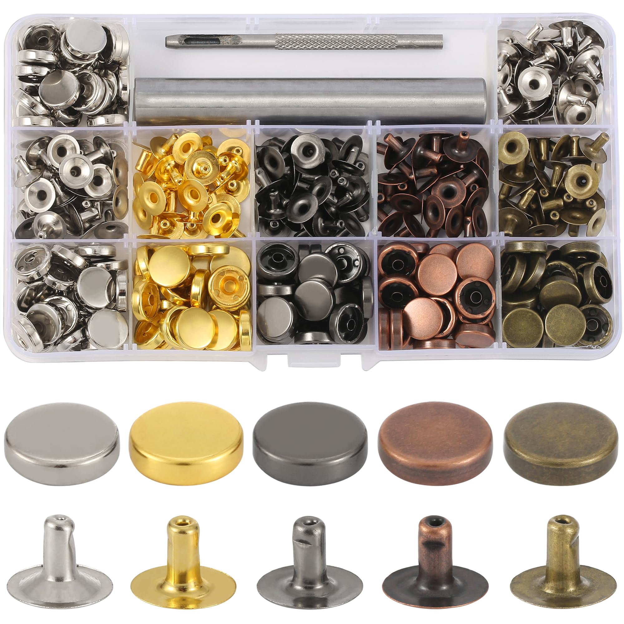 Amazon.com: YORANYO 180Sets 12MM Leather Rivets Kit Studs for