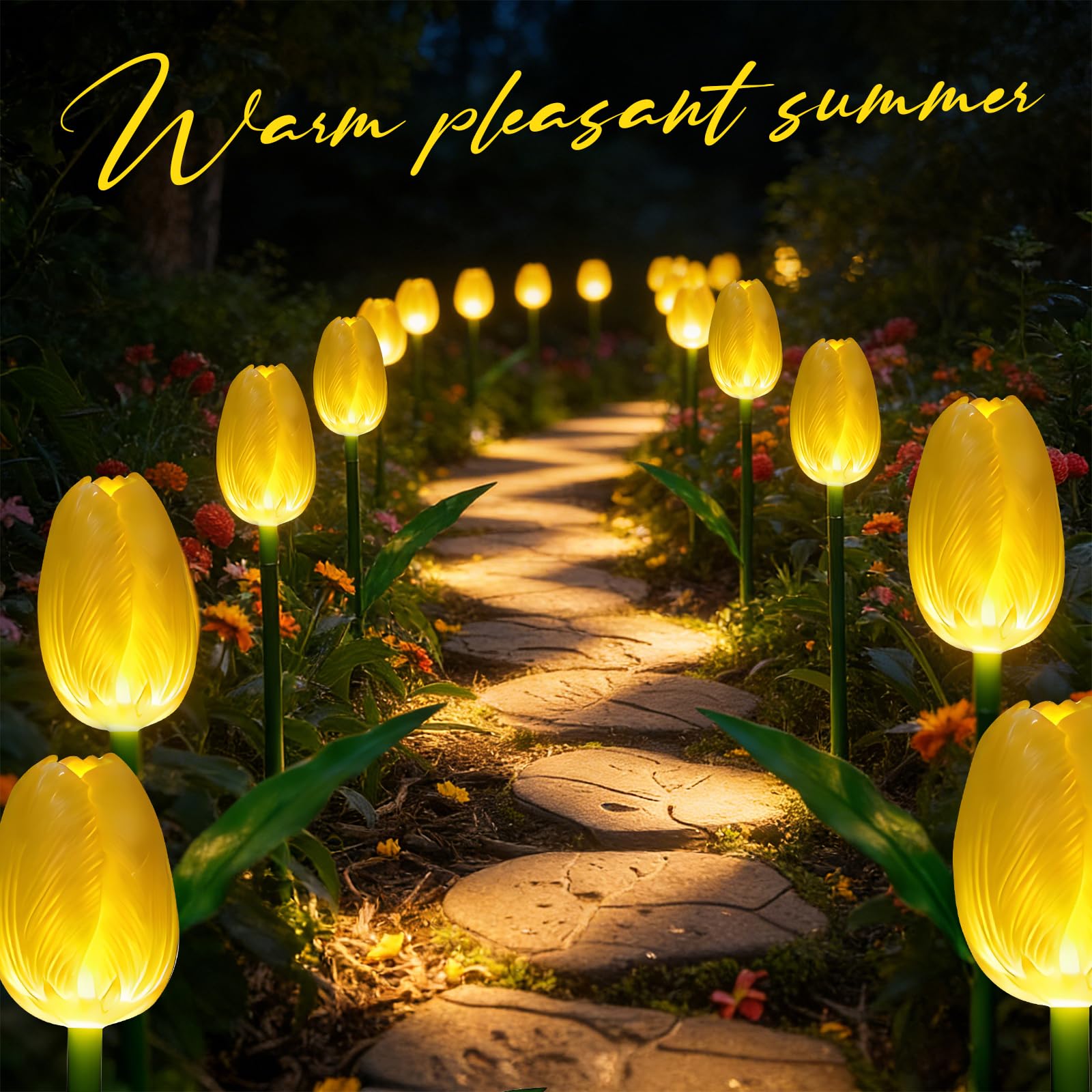Luci solari per esterni, impermeabili, confezione da 6 pezzi, fiori di tulipano luminosi con regali da giardino, decorazioni per cortile, regali di fiori artificiali per mamma, feste, casa