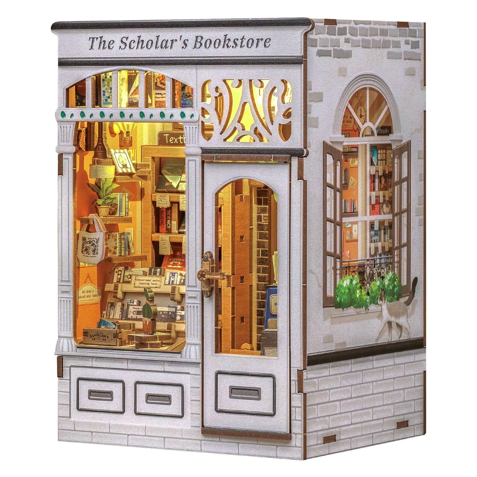 CUTEBEE Kit Book Nook per Adulti - DIY Casa Prefabbricata di Legno con Luci LED, Puzzle 3D e Supporto Libri - Regalo Creativo per Appassionati di Lettura, Decorazione per Libreria