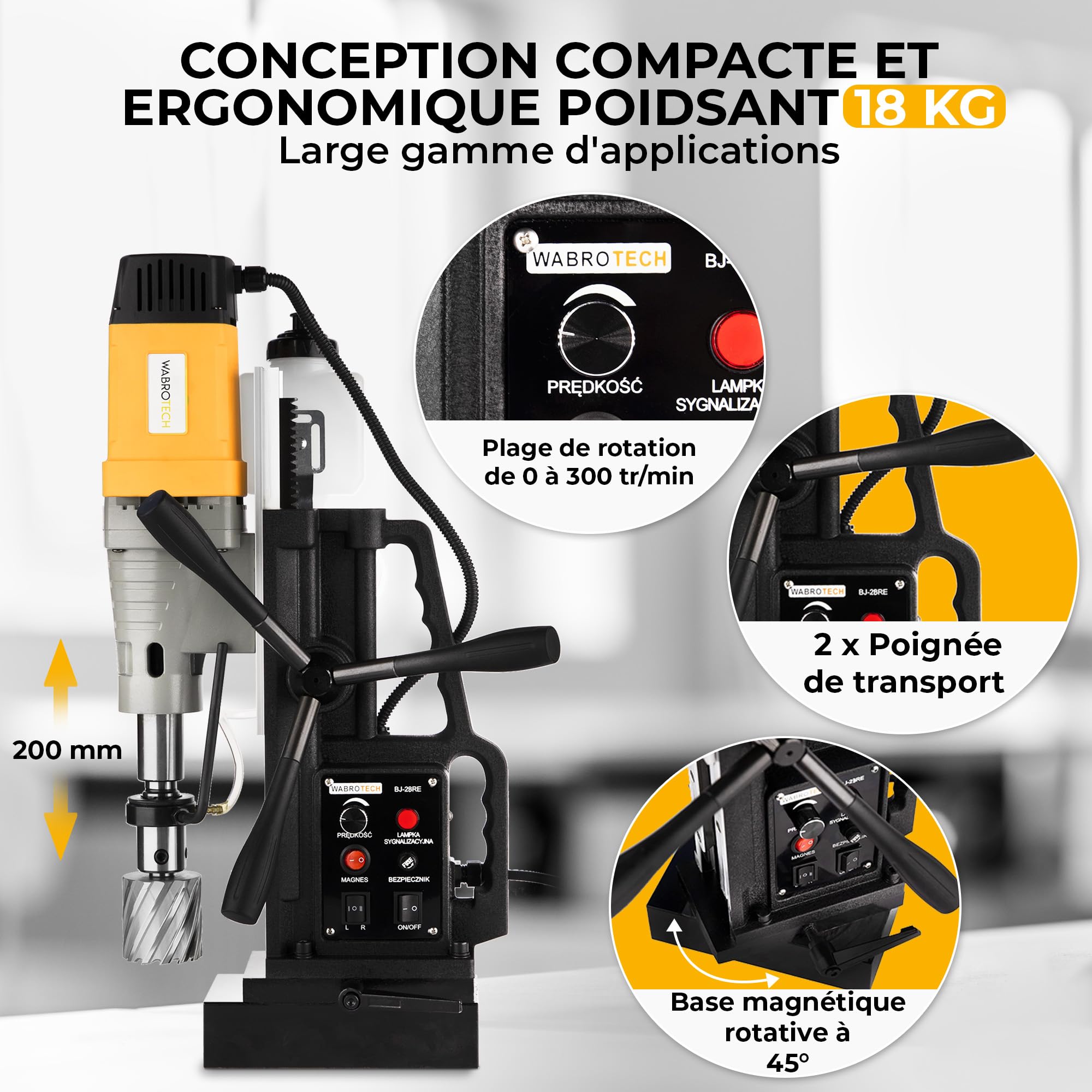 Trapano Magnetico Carotatrice WT28RE - 2080W, Fori Fino A 60mm, Con Accessori Completi - Foto 4