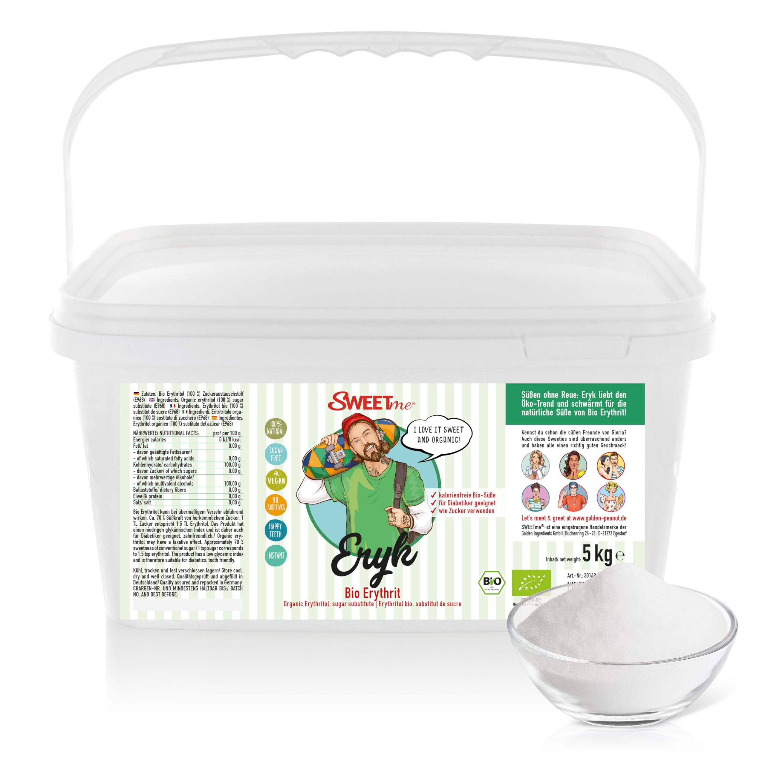SWEET ME Eryk - Bio Erythritol Erythrit Zuckerersatz Streusüße Backen 5kg