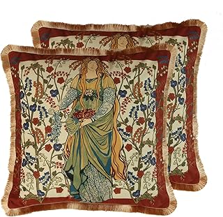 patdrea Designer Vintage Red Velvet Throw Pillow Covers 18x18 Inch,Ancie...