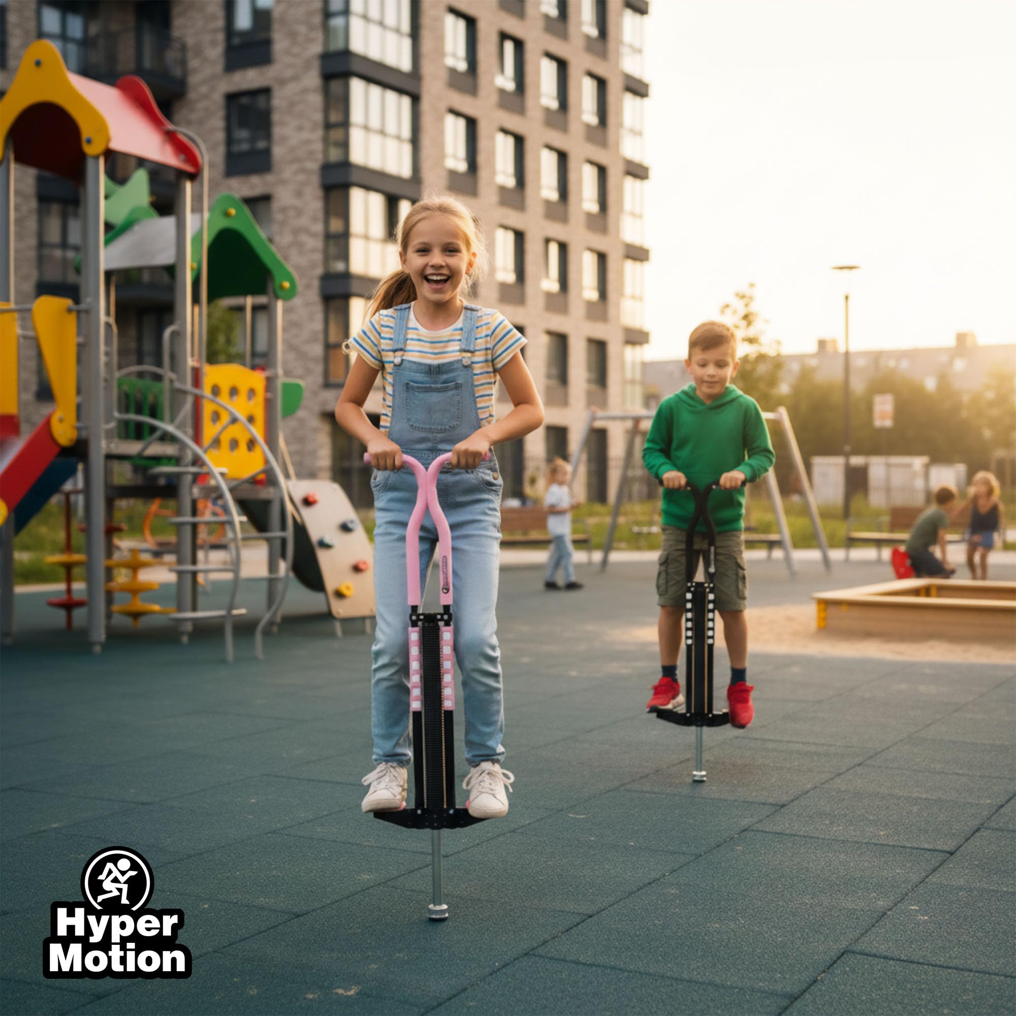 HyperMotion Skoczek POGO dla Dzieci 9–14 Lat, Urządzenie Treningowe do 50 kg, 2,35 kg, System Sprężynowy, Kolor Różowy
