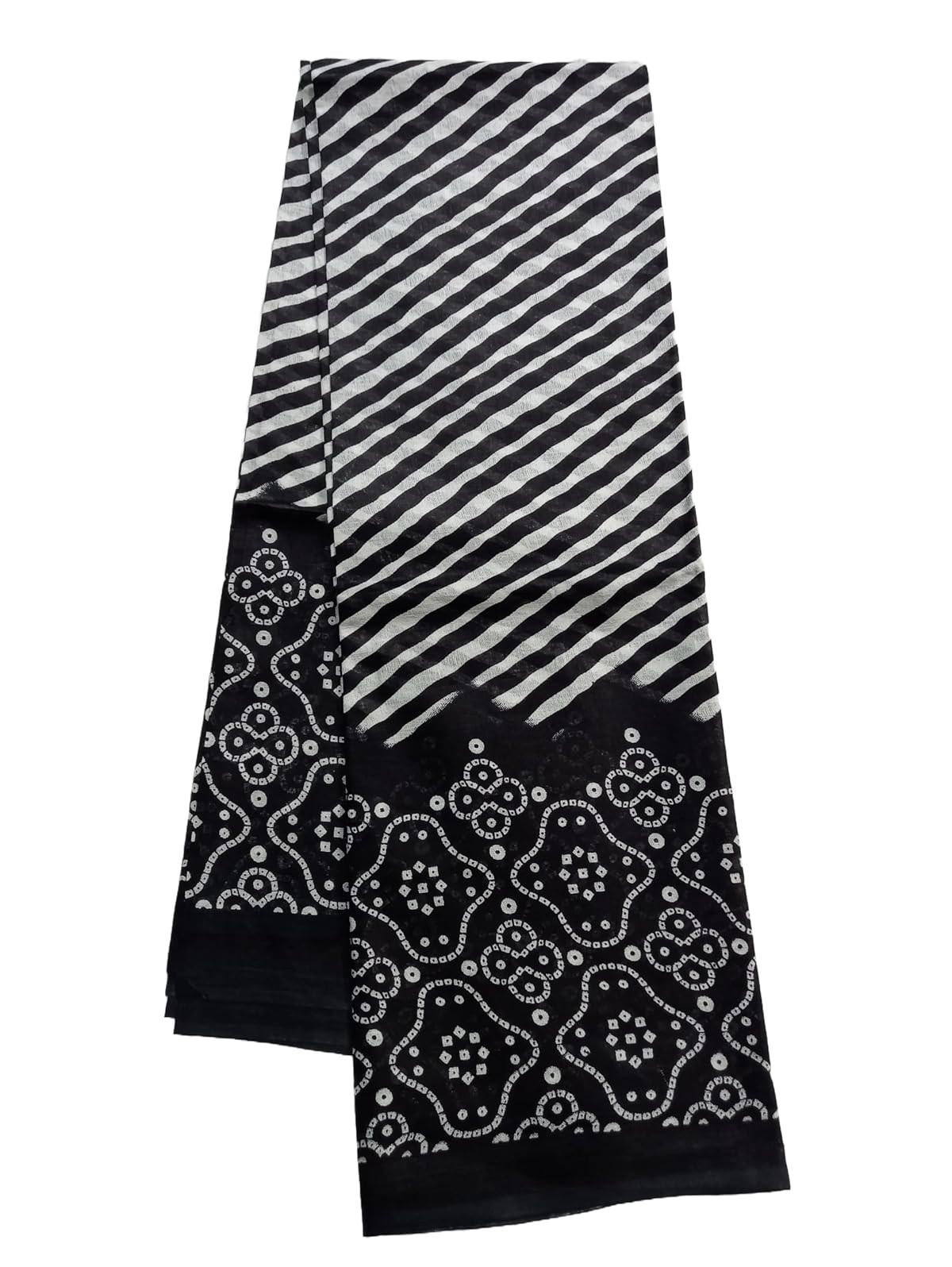 RANIRATN PURE COTTON BLACK & WHITE PRINTED DUPATTA 2.25 MTR WOMEN NEW
