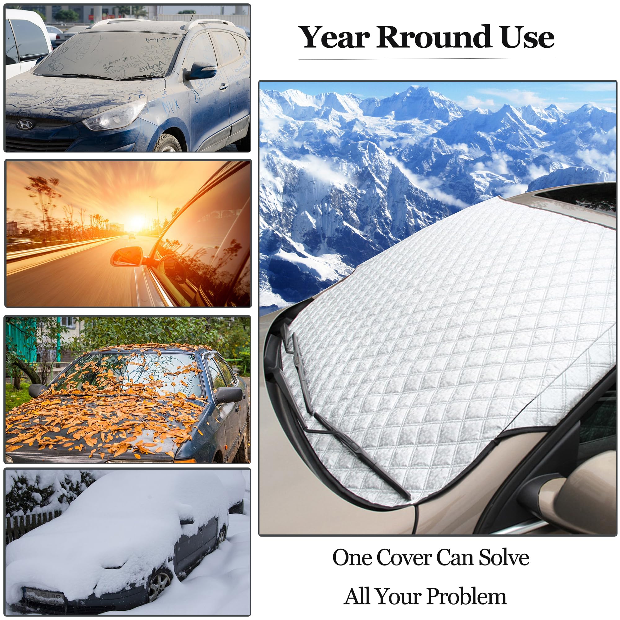 Parasol Coche Delantero, Parasol Coche Delantero Plegable, 4 Capas Espesado Parasol Delantero Coche, para Cuatro Estaciones Parabrisas de Coche , Protege de Hielo, Nieve, Rayos UV, Sol y Lluvia