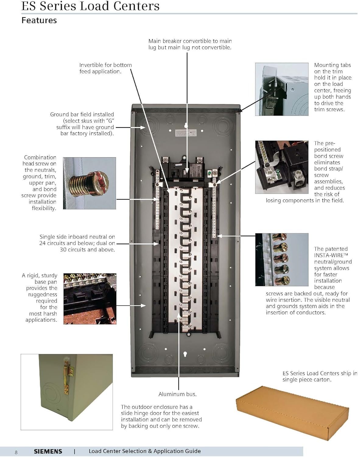 80% Off Discount Siemens 20 space, 24 circuit, 125 Amp, main lug, indoor load center